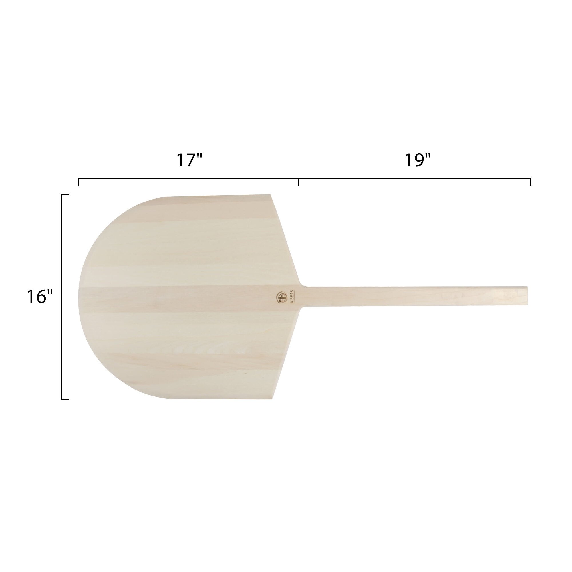 American Metalcraft 3616 16" x 17" Wood Pizza Peel with 19" Handle