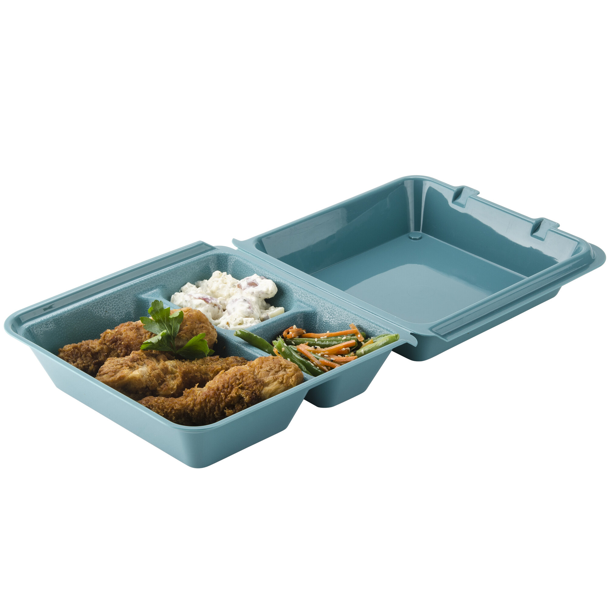 GET EC01 9" x 9" x 3 1/2" Aqua Customizable Reusable Eco