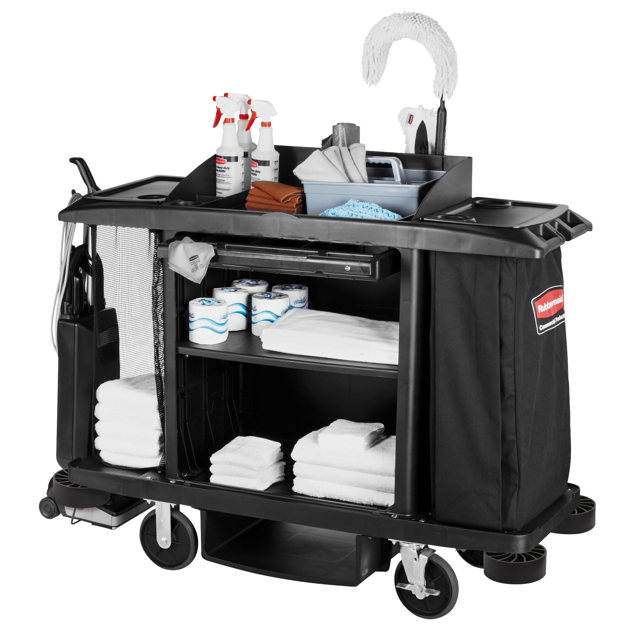 Rubbermaid FG618900BLA Full Size Housekeeping Cart