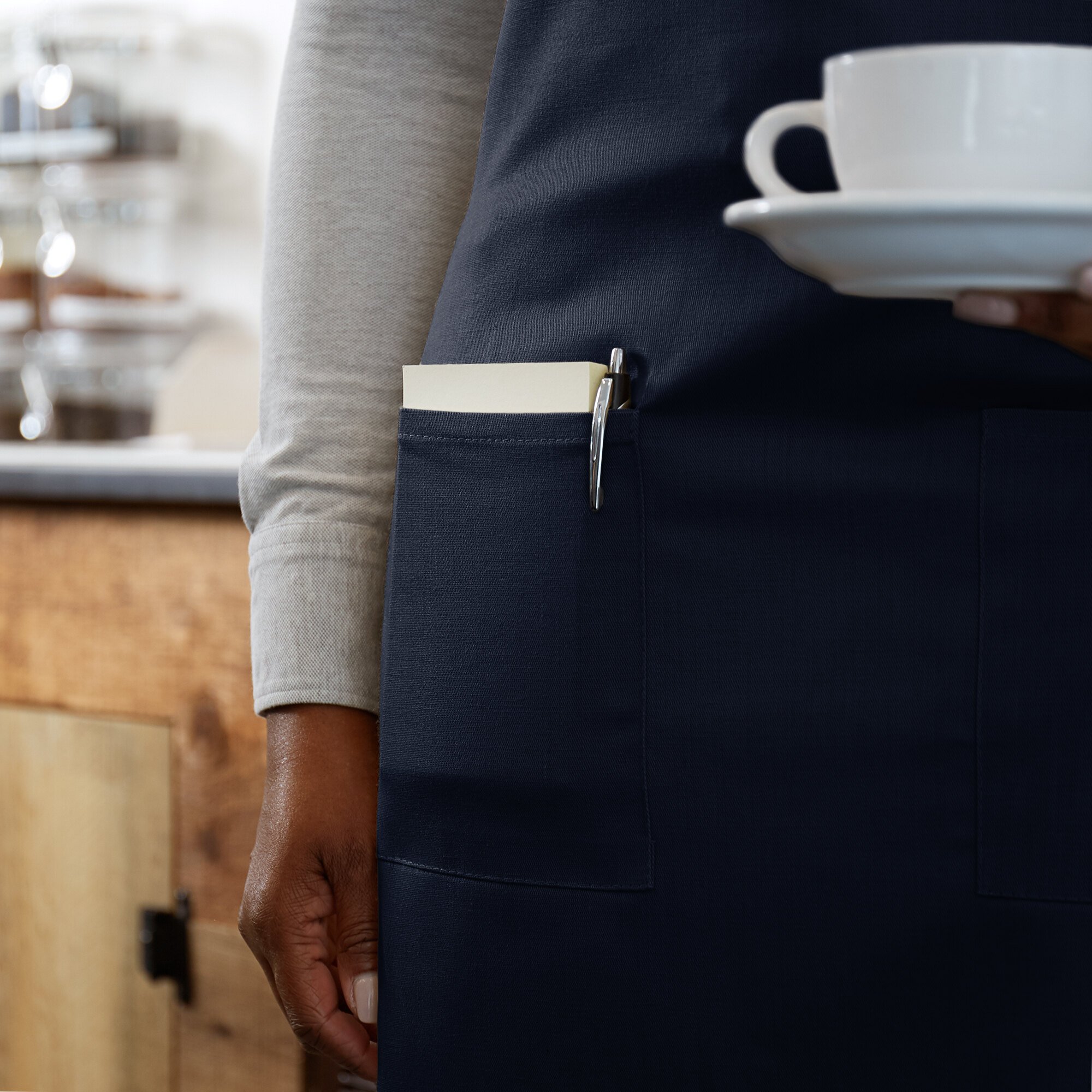 Choice Navy Blue Standard Bib Apron with 2 Pockets 34"L x 30"W