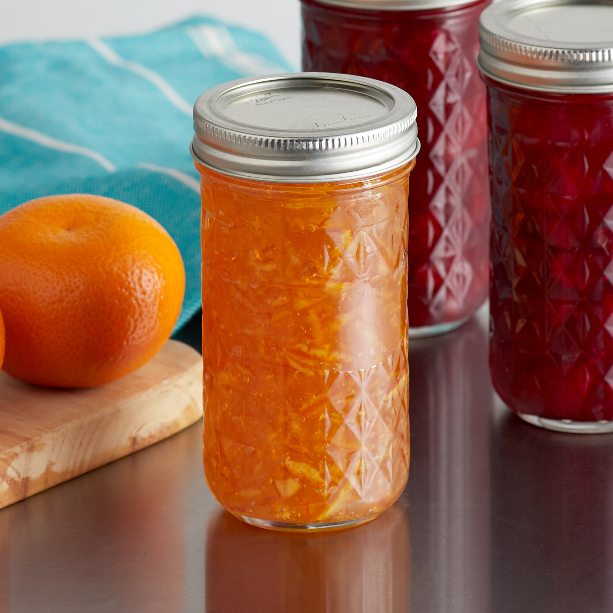 Ball 1440081400 12 oz. Quilted Crystal Regular Mouth Glass Canning Jar