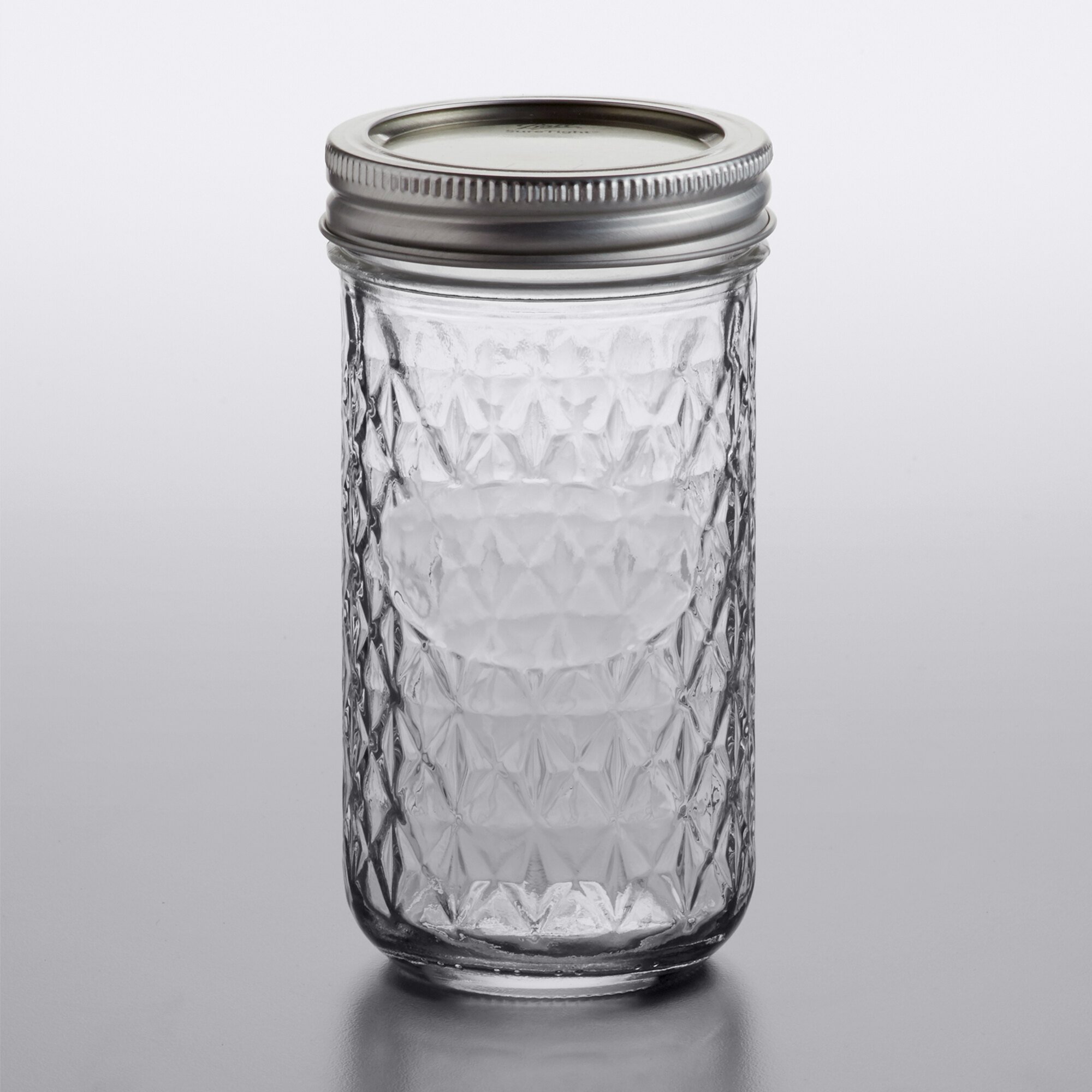 Ball 1440081400 12 Oz Quilted Crystal Regular Mouth Glass Canning Jar With Silver Metal Lid And 5639