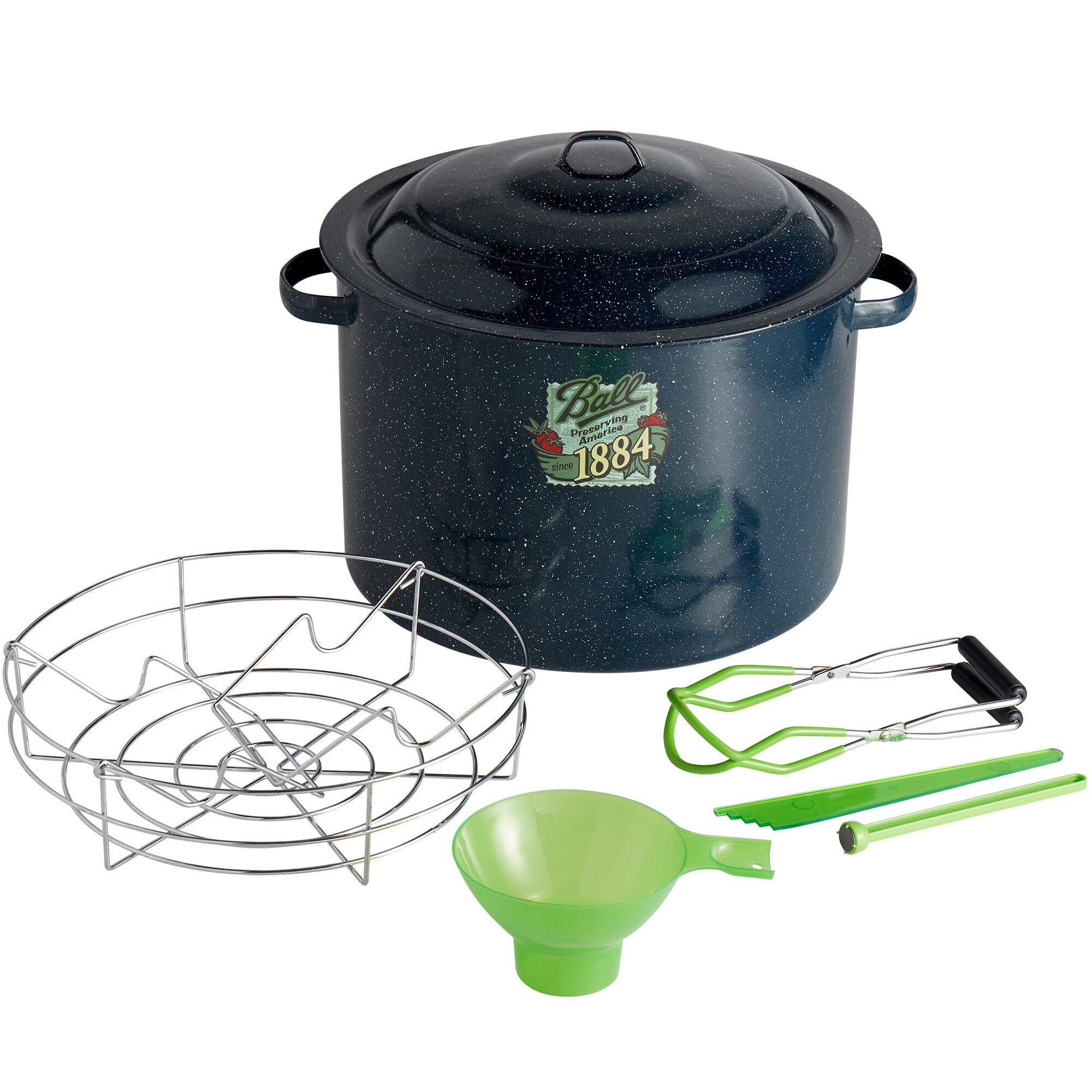 Ball Canning Kit with 21 Qt. Water Bath, Rack, and 4Piece Utensil Set