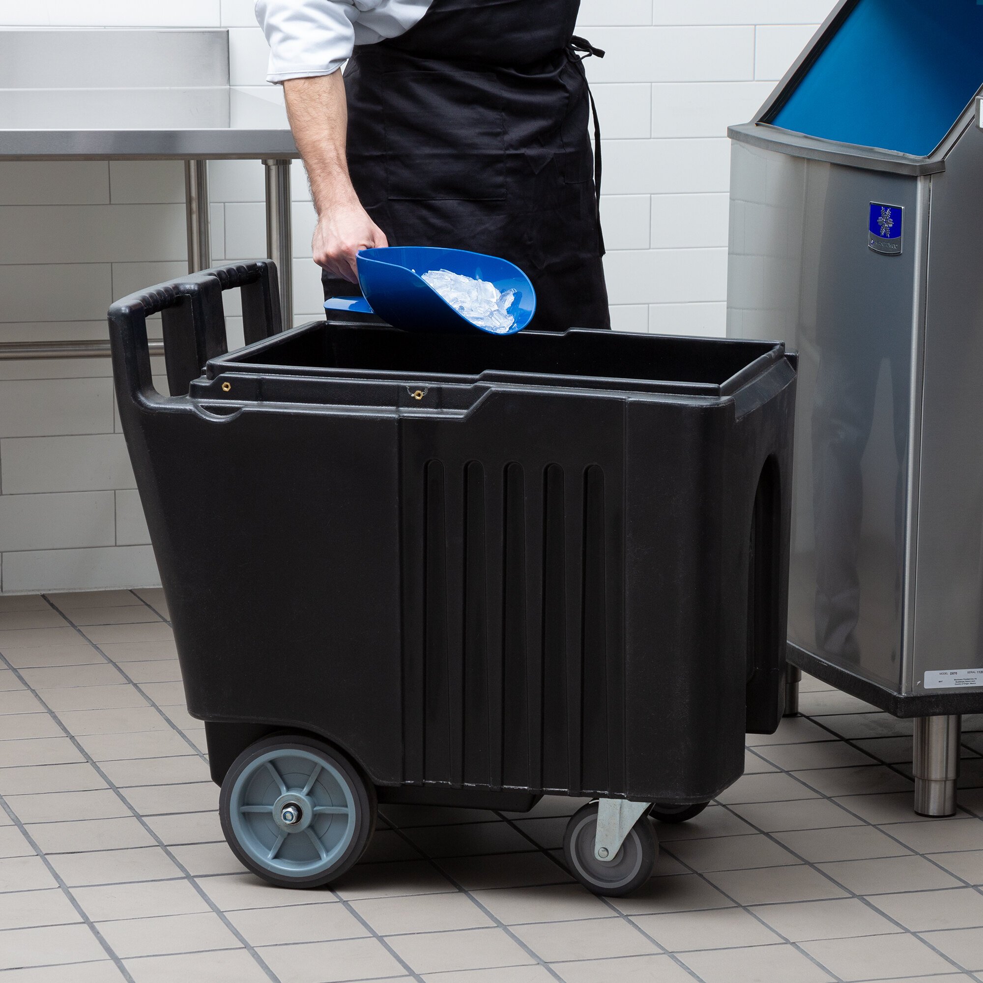 Choice 125 lb. Black Mobile Ice Bin