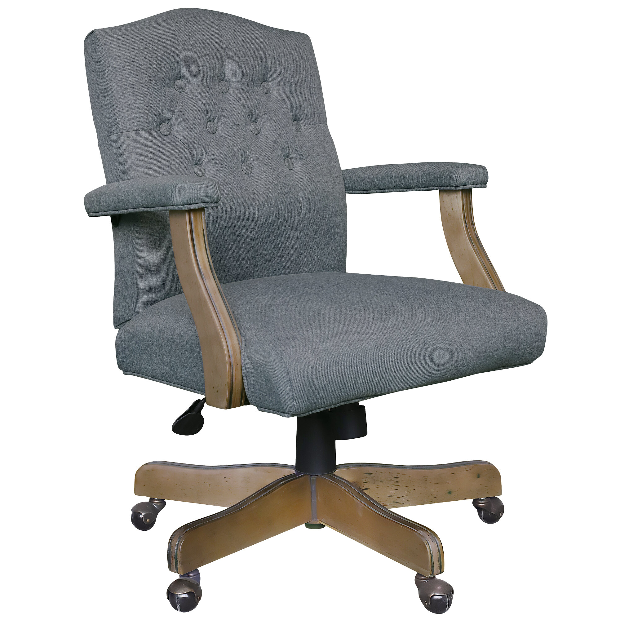 Boss B906DW-MG Medium Grey Linen Executive Chair with Driftwood Frame