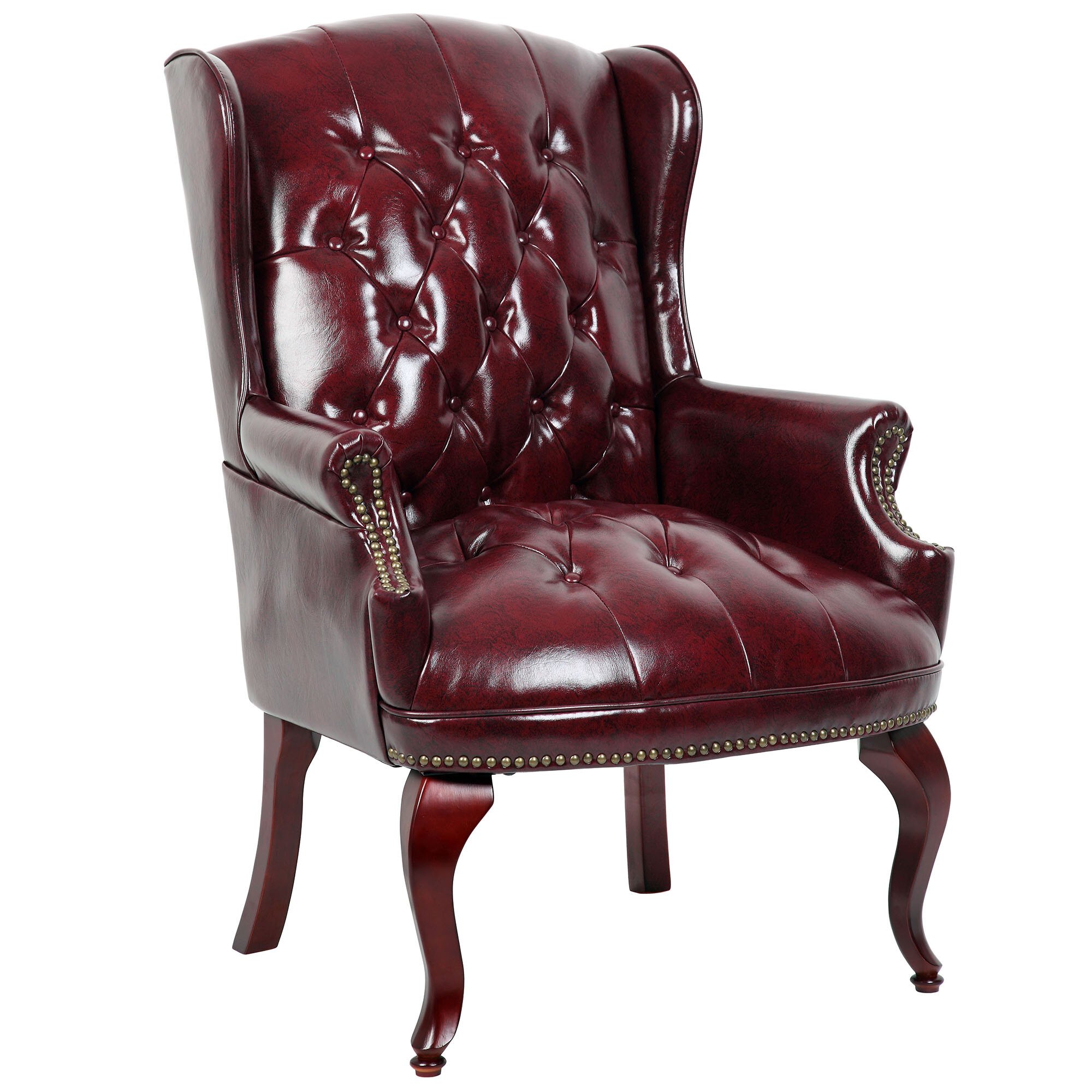 Boss B809BY Traditional Series Burgundy Wingback Guest Chair