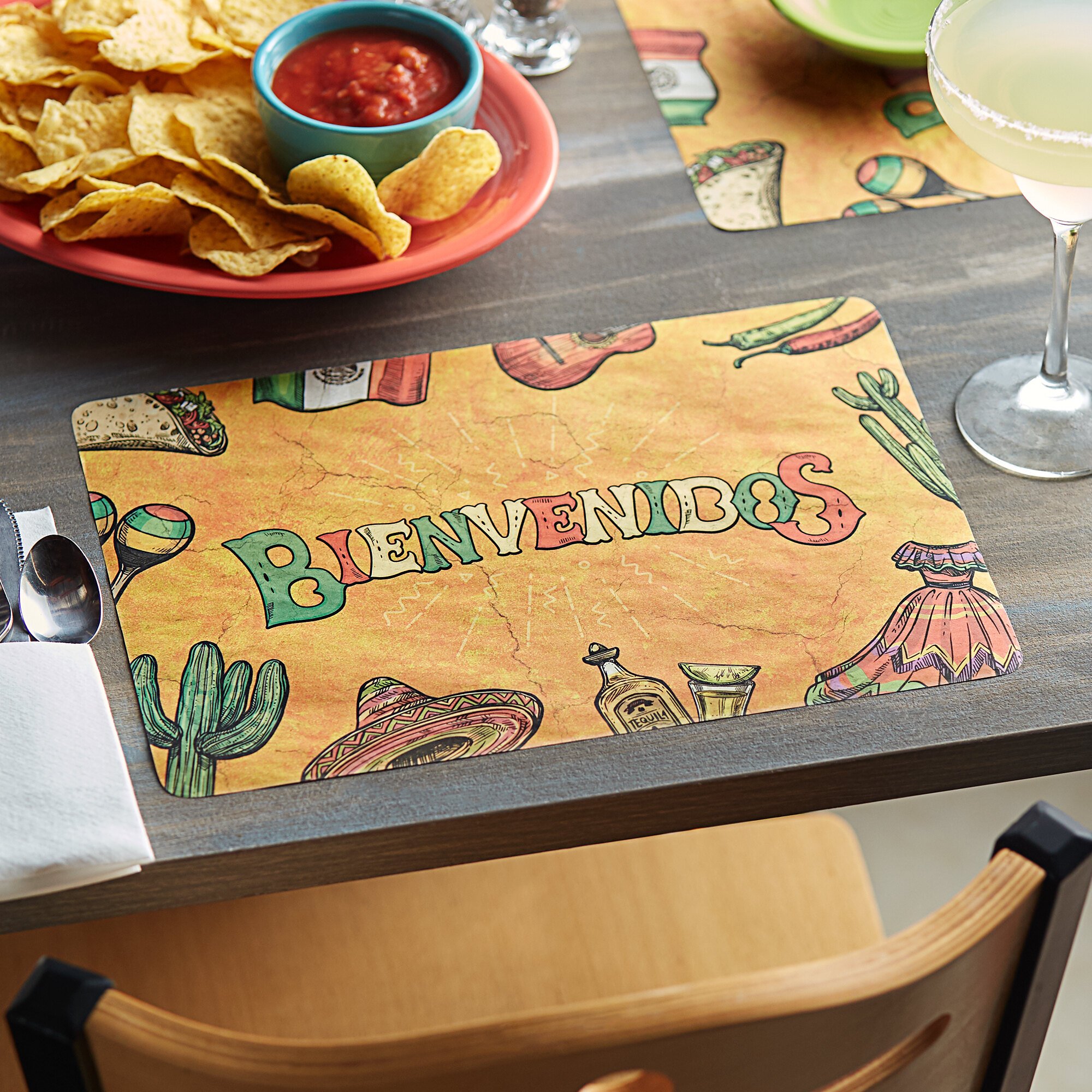 Choice 10" x 14" Mexican Themed Paper Placemat 1000/Case