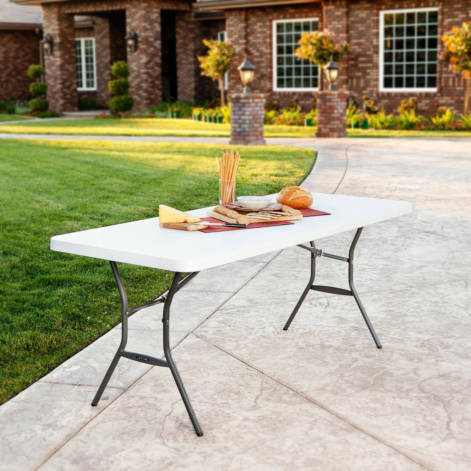 Lifetime 2924 72" x 30" White Granite Plastic LightDuty Folding Table