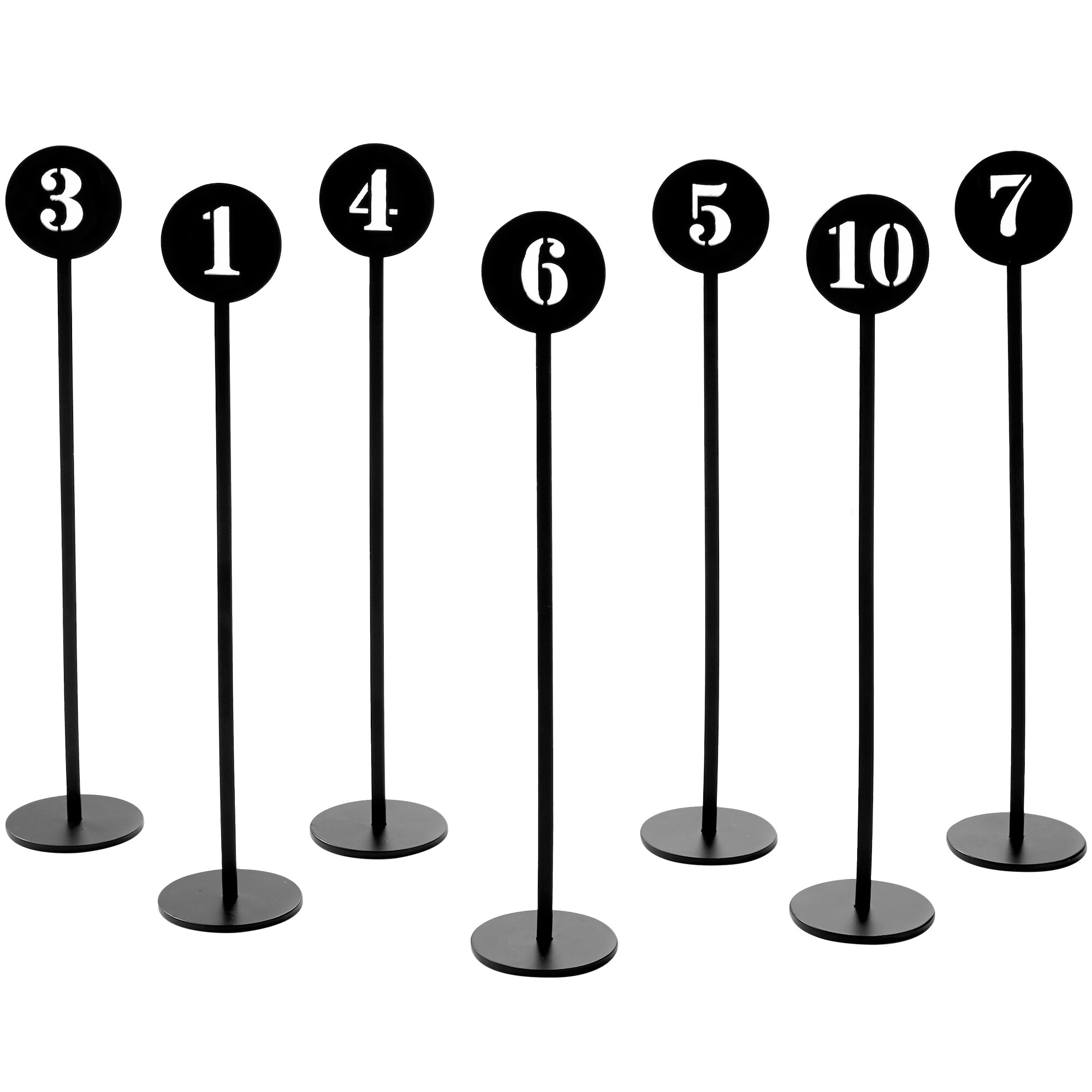 American Metalcraft NSB10 Black Stamped Out Number Table Stand Set