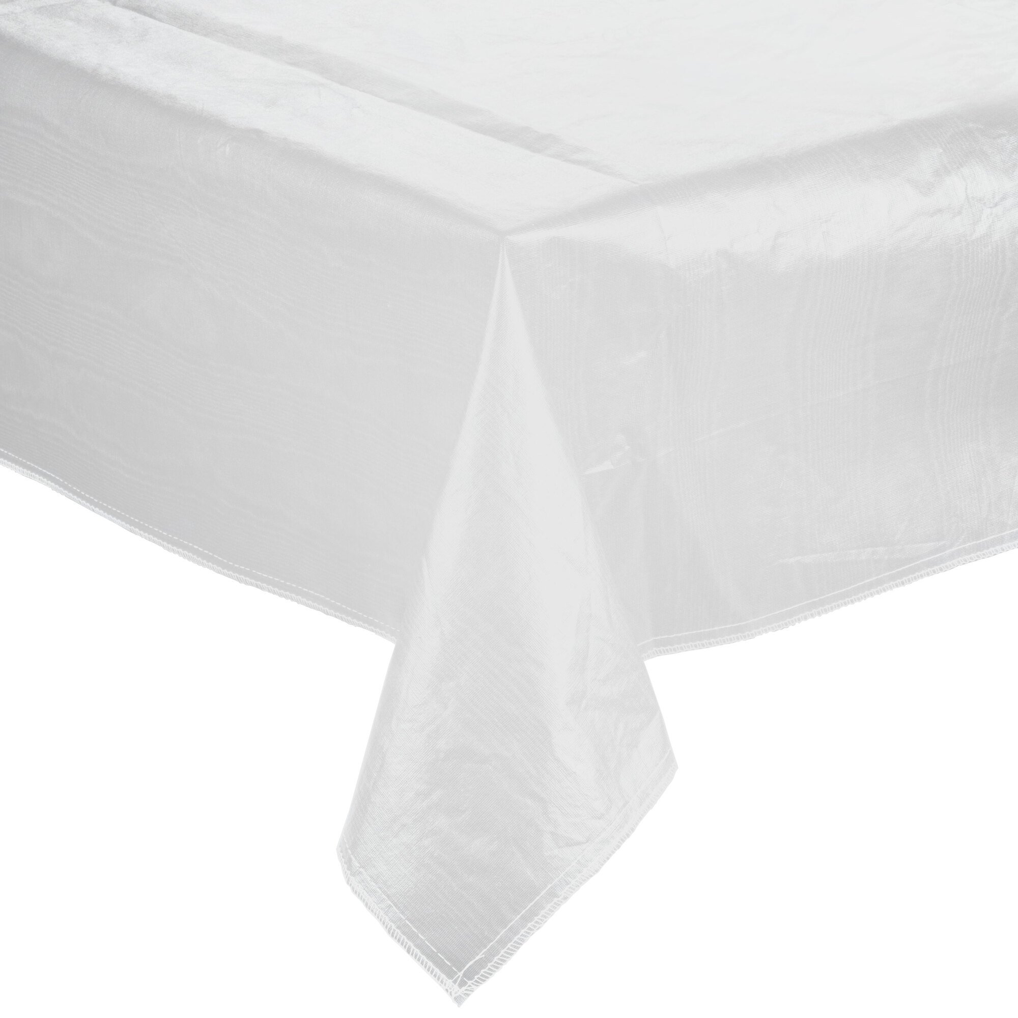 Intedge 52" x 72" White Vinyl Table Cover with Flannel Back