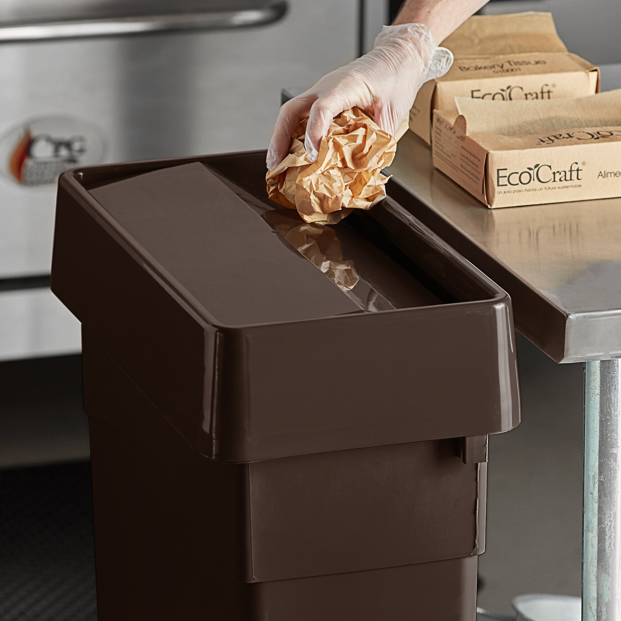 Walnut Brown Wood Grain Trash Can With Swing Lid - Detachable Inner Bin For Bathroom, Office, Bedroom
