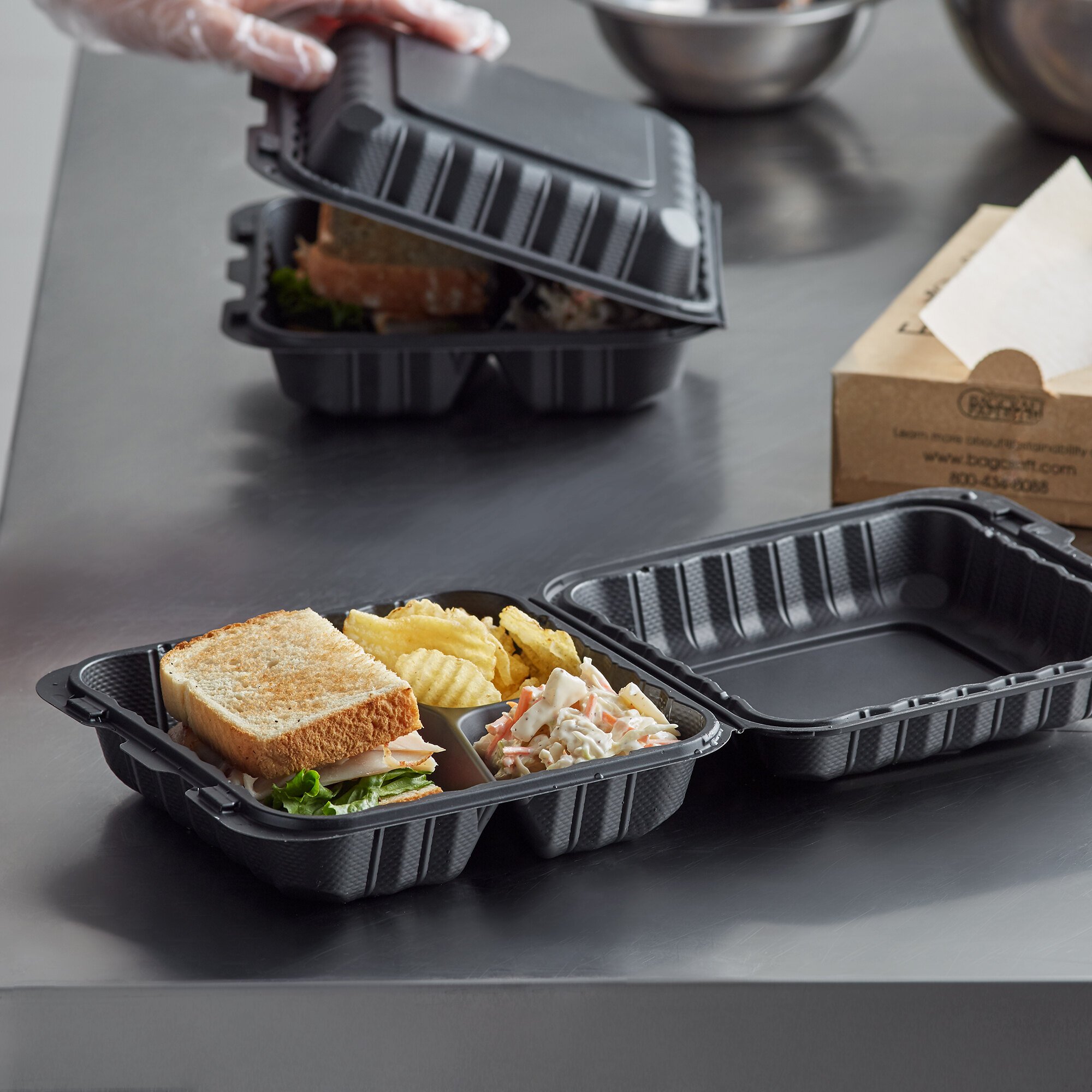 3-compartment-microwaveable-black-hinged-take-out-container-8-x-8