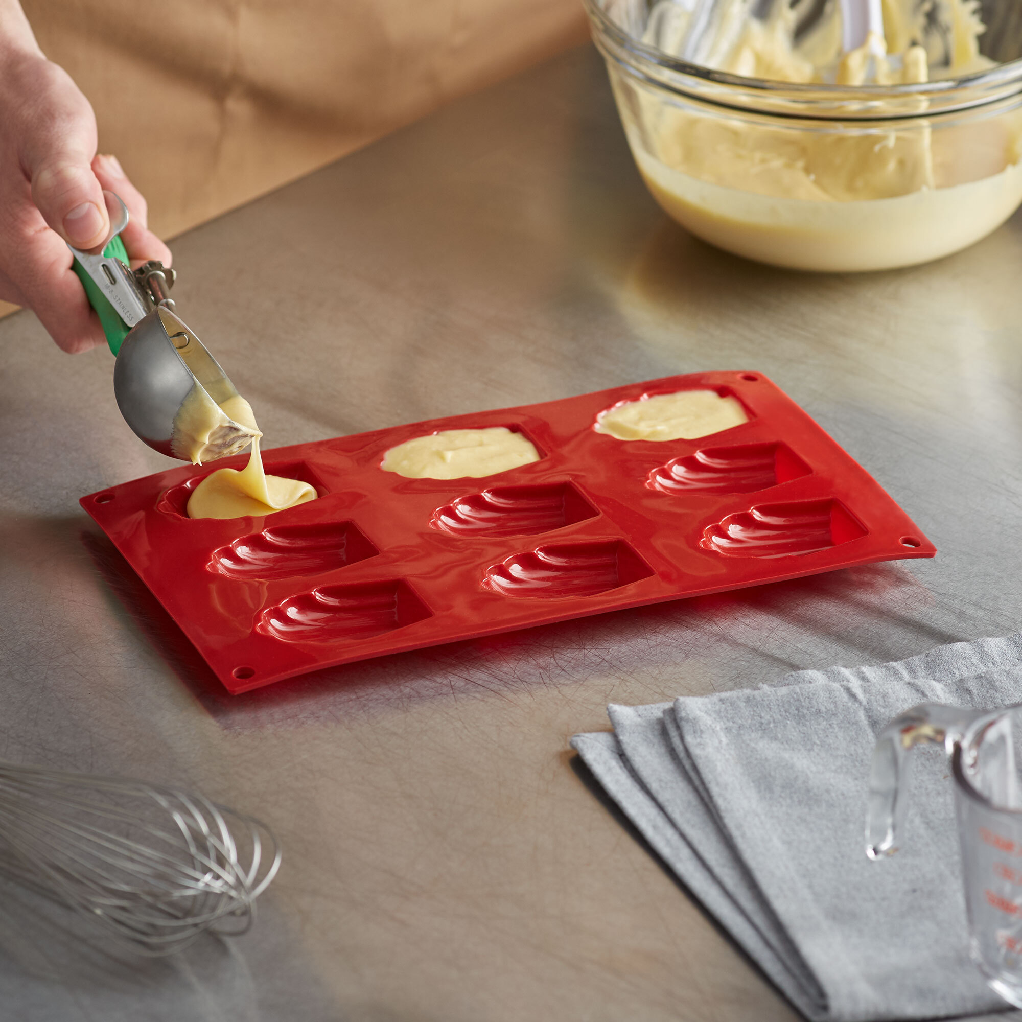 Red Silicone 9 Compartment Madeleine Mold