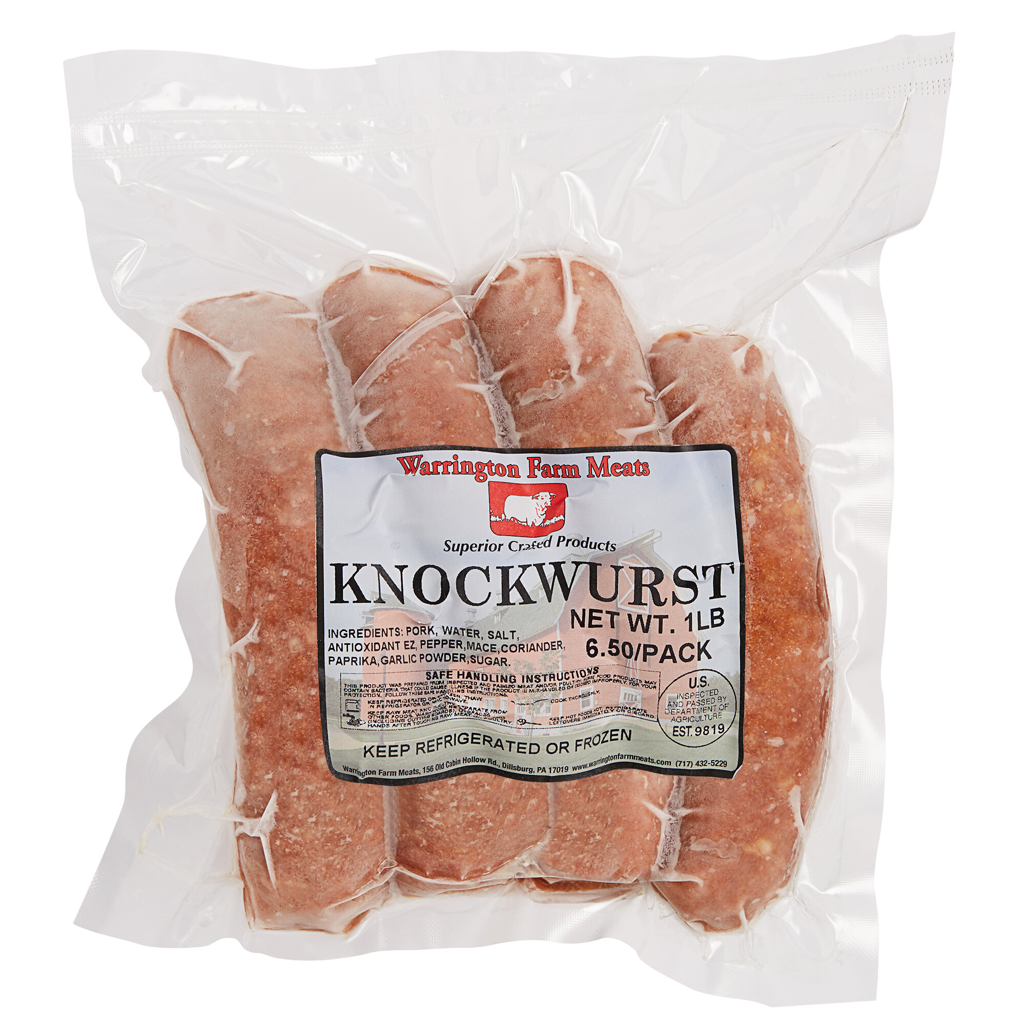 Warrington Farm Meats Knockwurst Sausage - 10 lb. Case