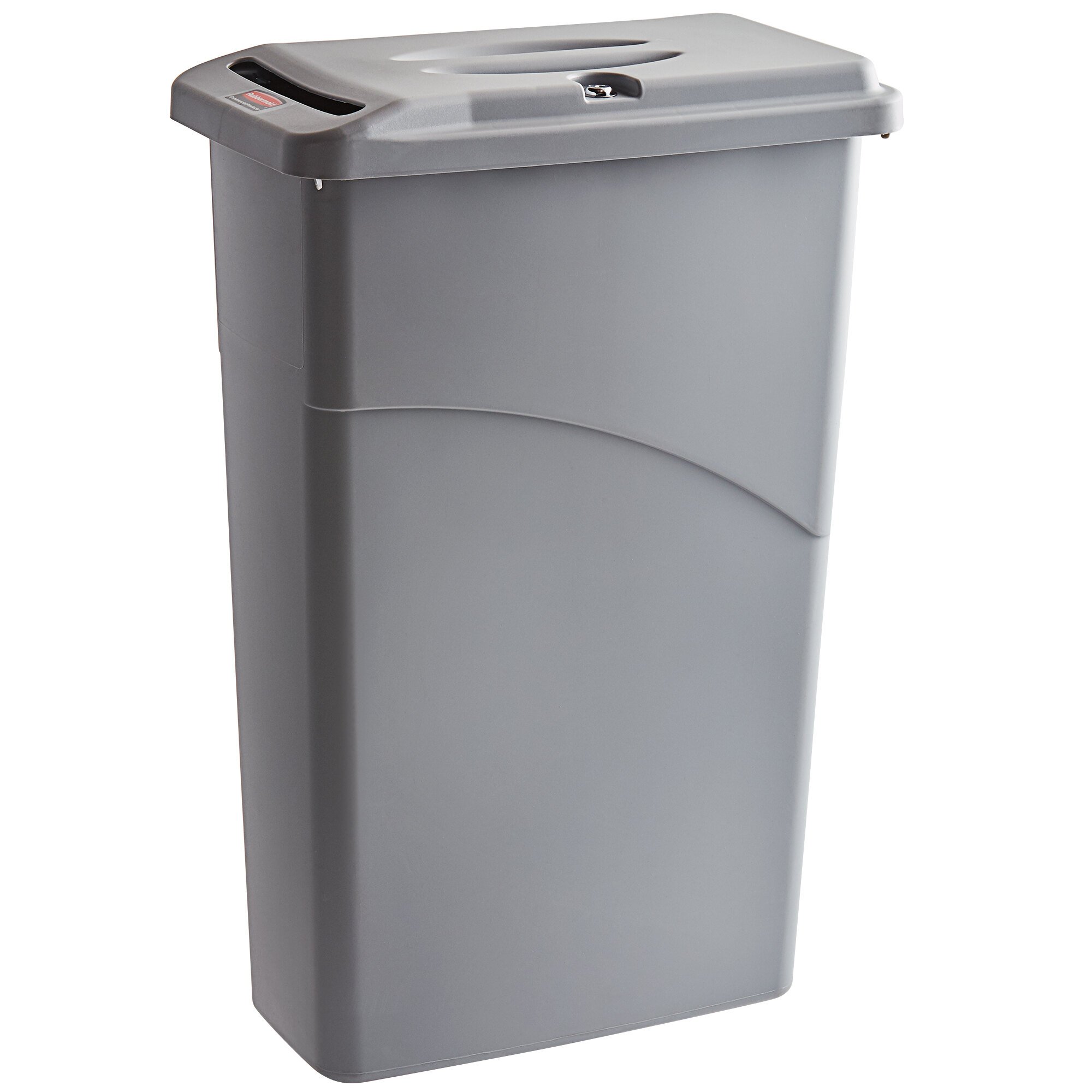 Rubbermaid Fg W Lgray Slim Jim Gallon Light Gray Trash Can With