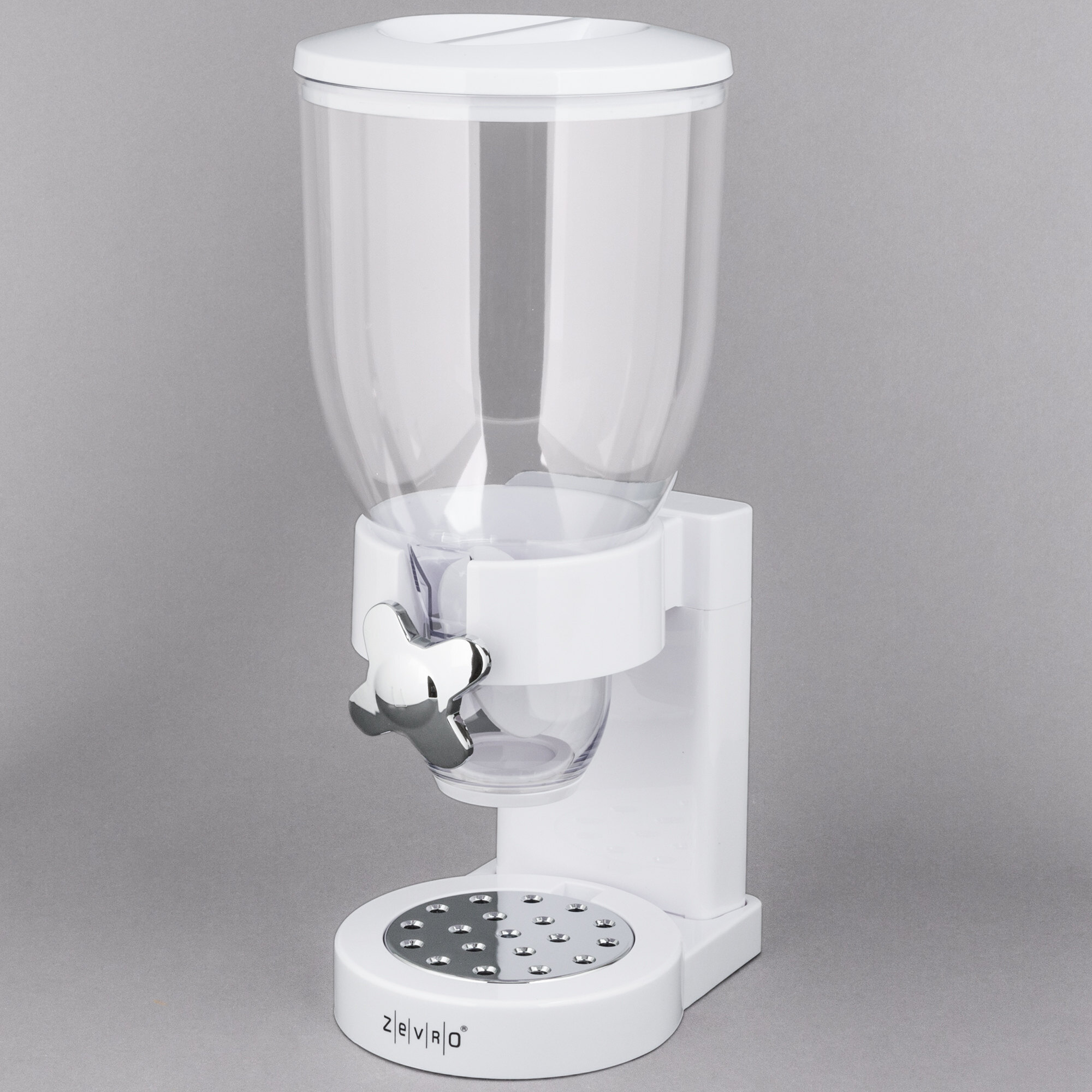 Zevro KCH06118 White 4 Liter Single Canister Dry Food Dispenser