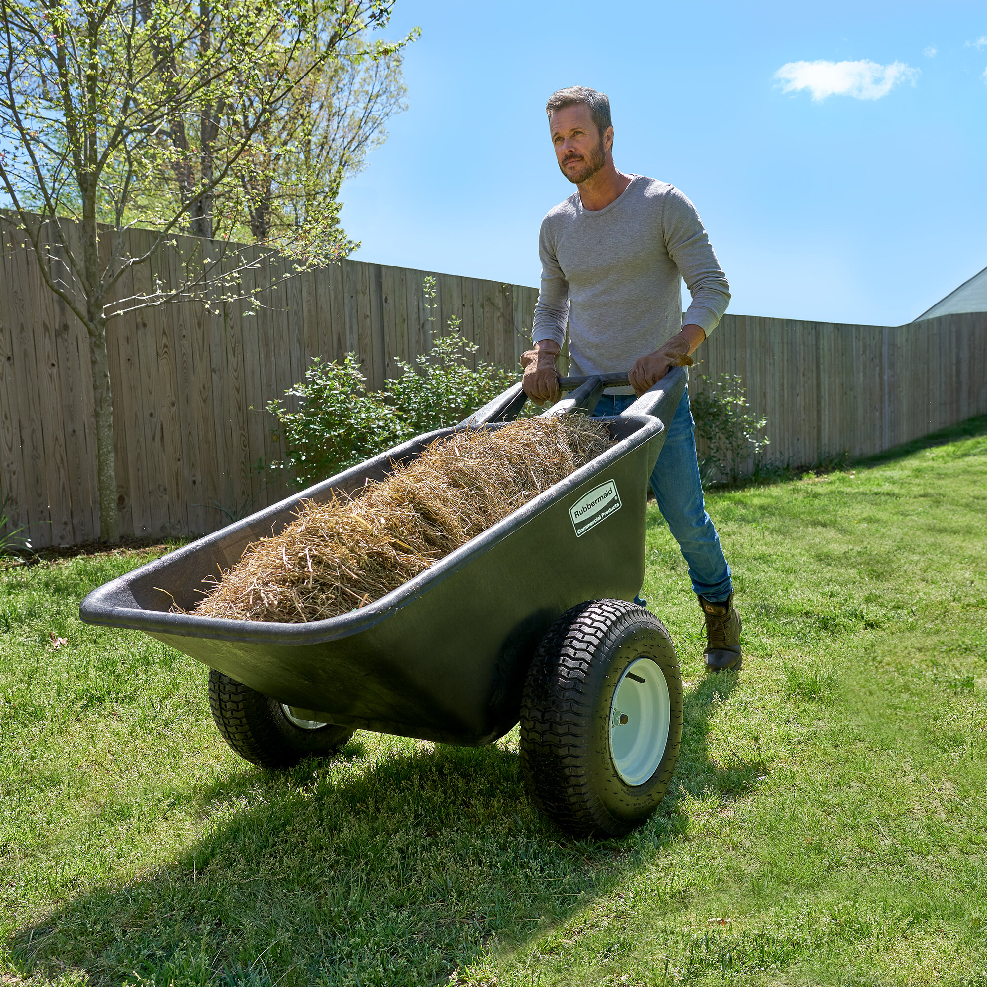 Rubbermaid FG564210BLA Big Wheel Heavy Duty Cart 7.5 Cubic Foot