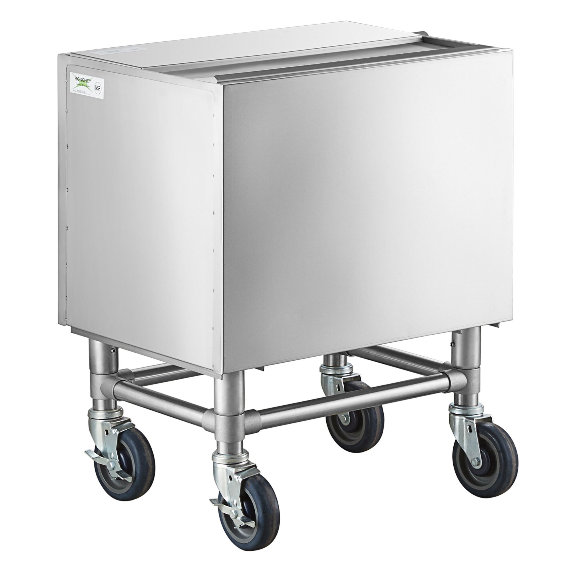Regency 24" x 18" Stainless Steel Portable Ice Bin with Sliding Lid