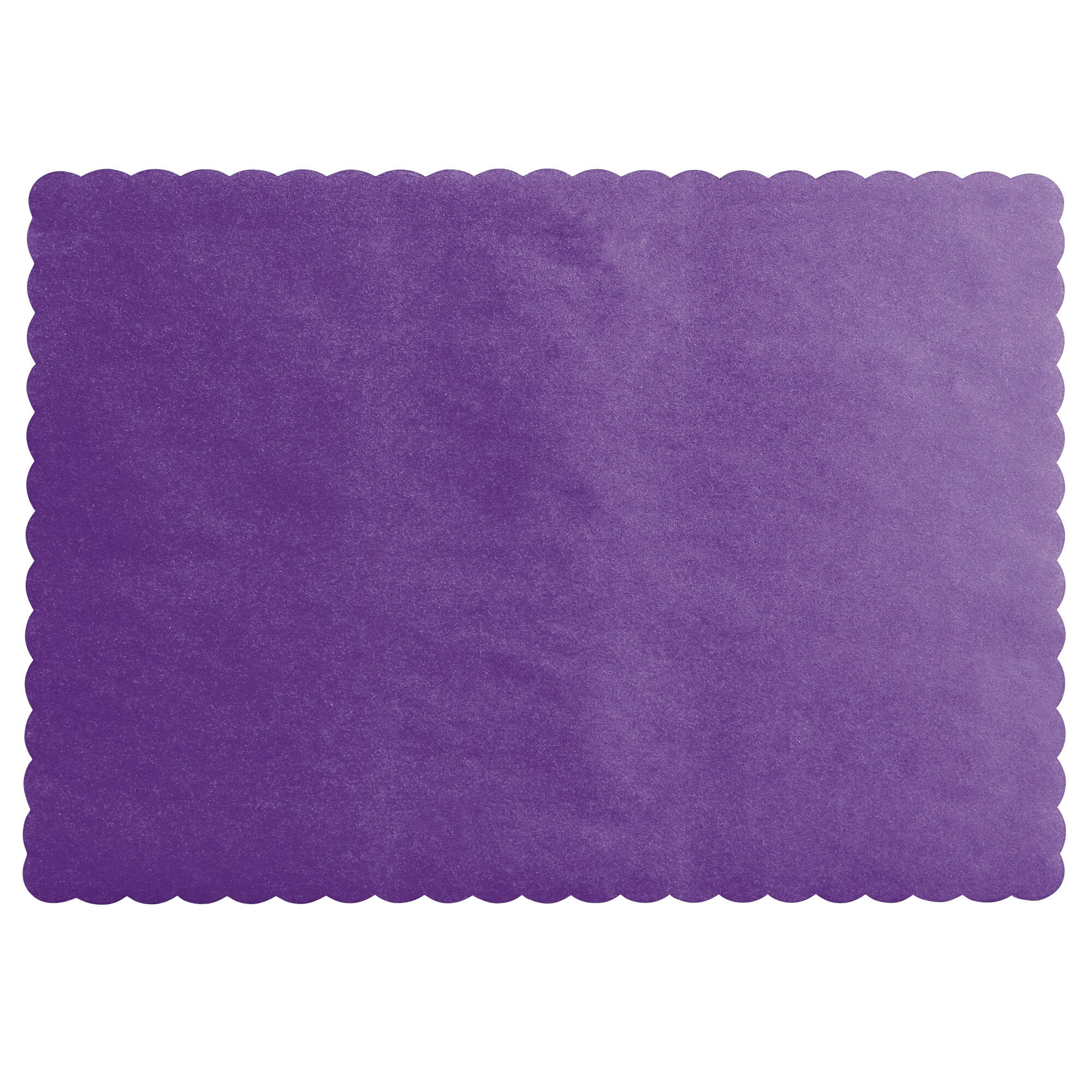 Choice 10" x 14" Purple Colored Paper Placemat with Scalloped Edge