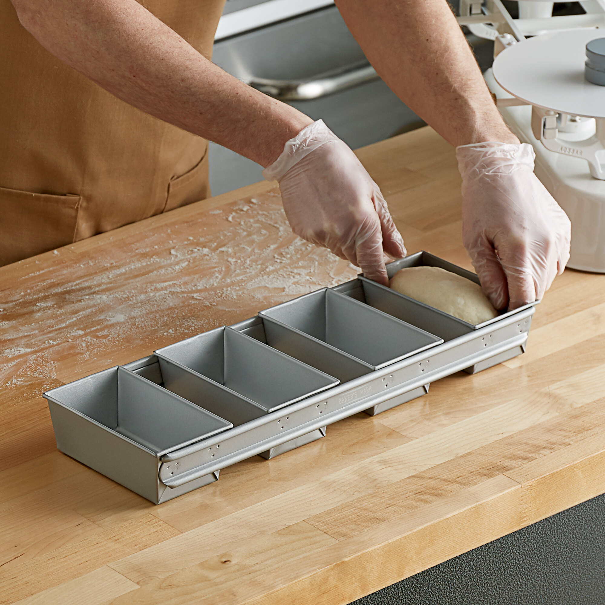 Baker's Mark 3/8 lb. 4Strap Glazed Aluminized Steel Bread Loaf Pan 5