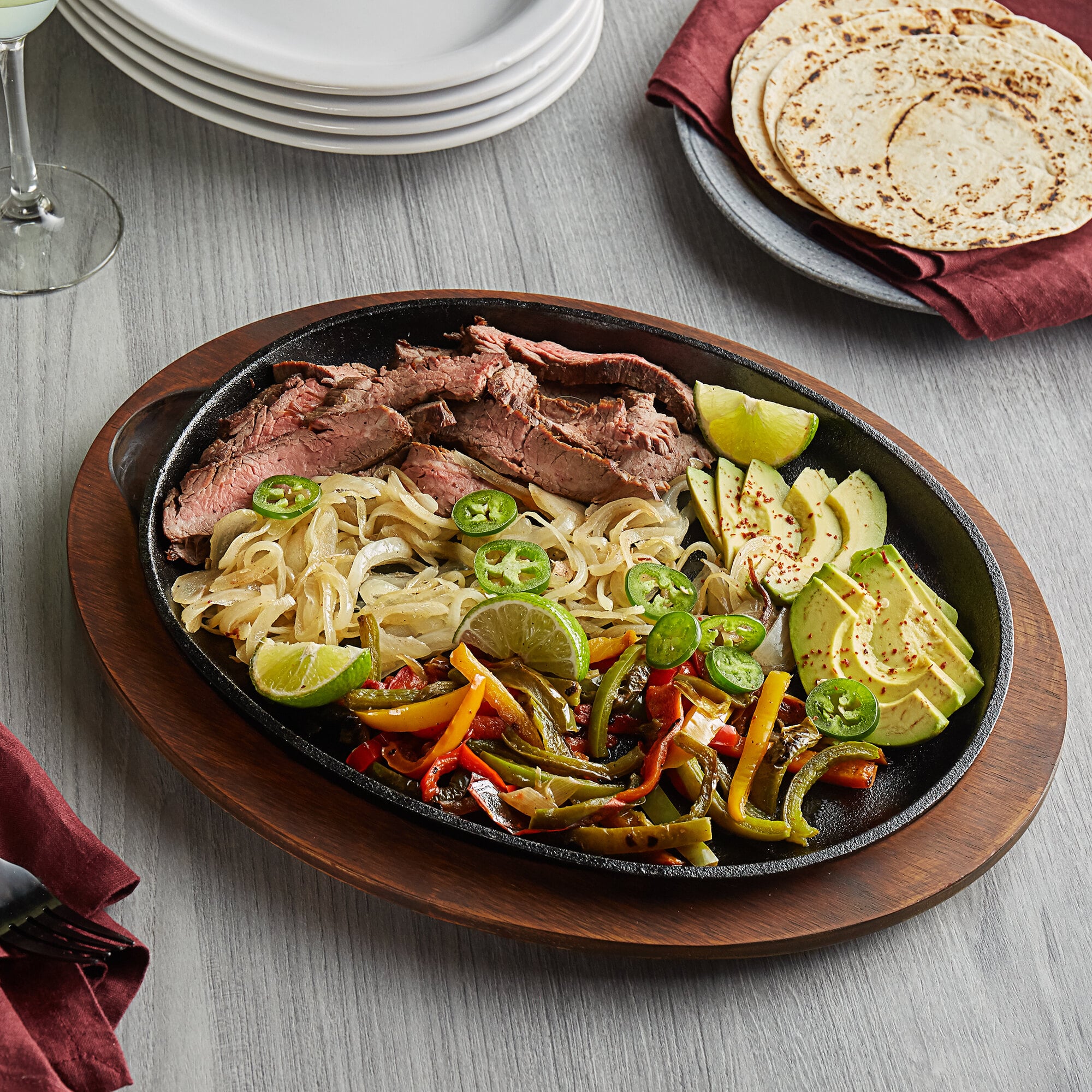 Valor 13" x 10" Oval PreSeasoned Cast Iron Fajita Skillet with Rustic