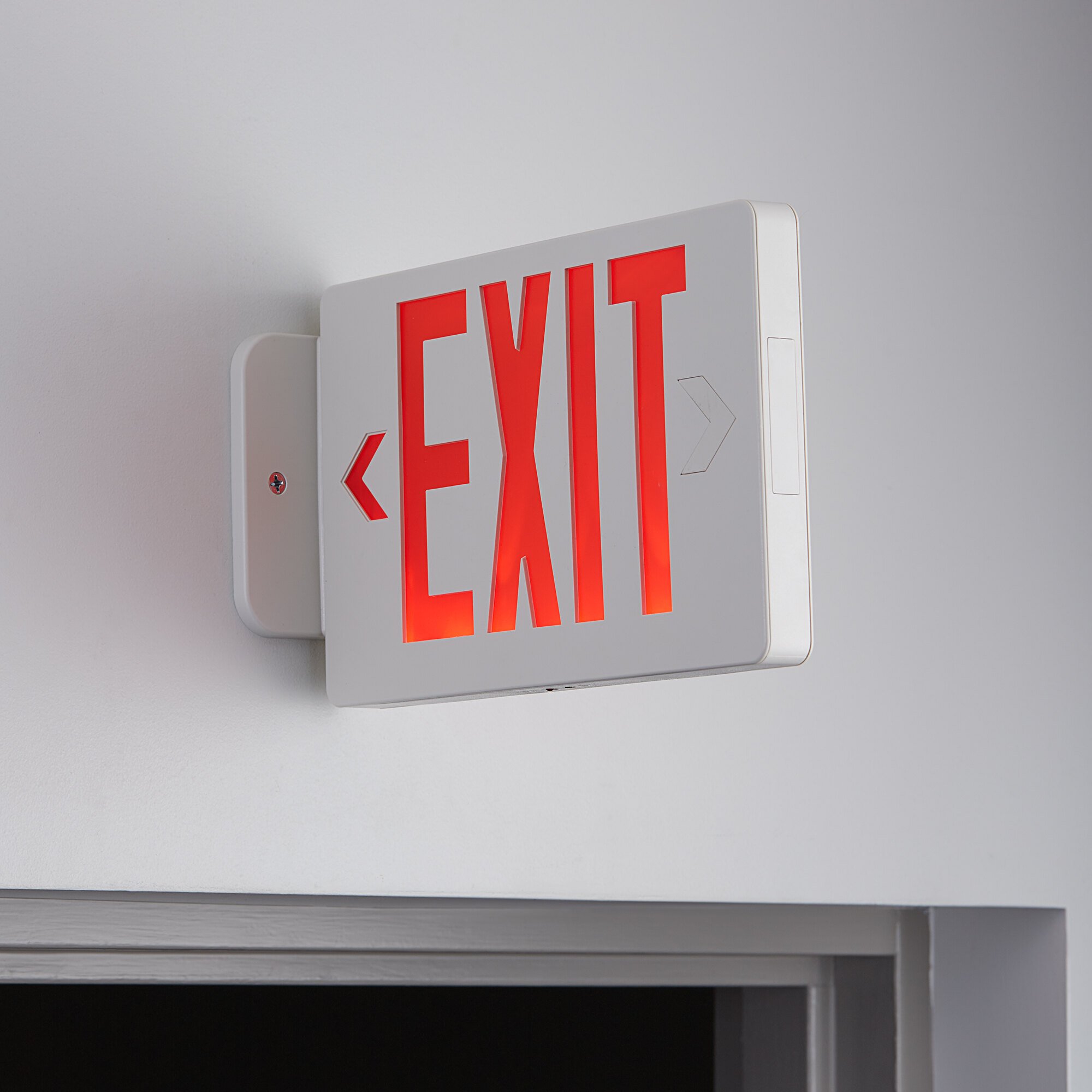 Lavex Industrial Slim Red LED Exit Sign with Battery Backup - 1.1W Unit