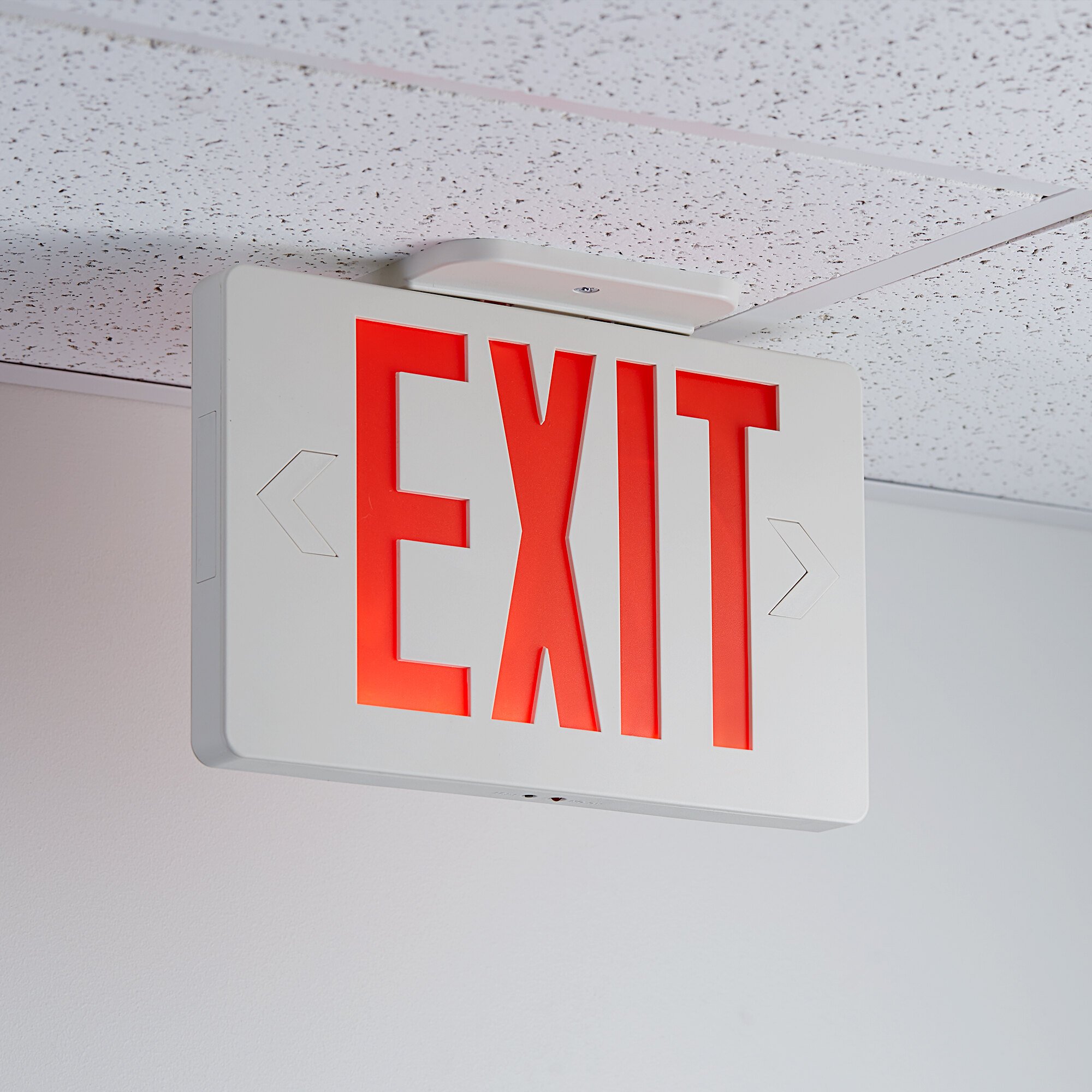 Lavex Industrial Slim Red LED Exit Sign with Battery Backup - 1.1W Unit