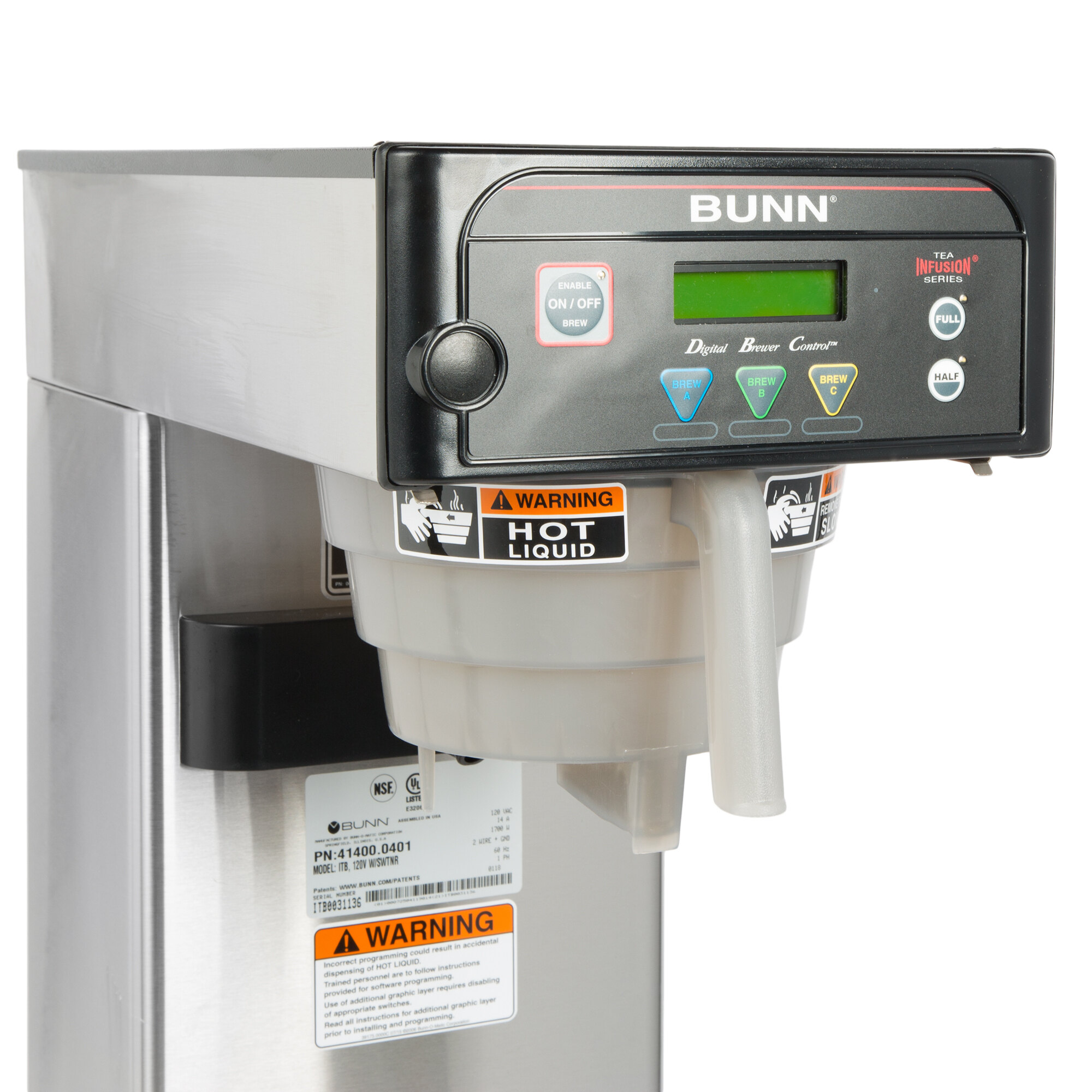 Bunn 41400.0001 ITB 3 Gallon Iced Tea Brewer with Sweetener and Digital