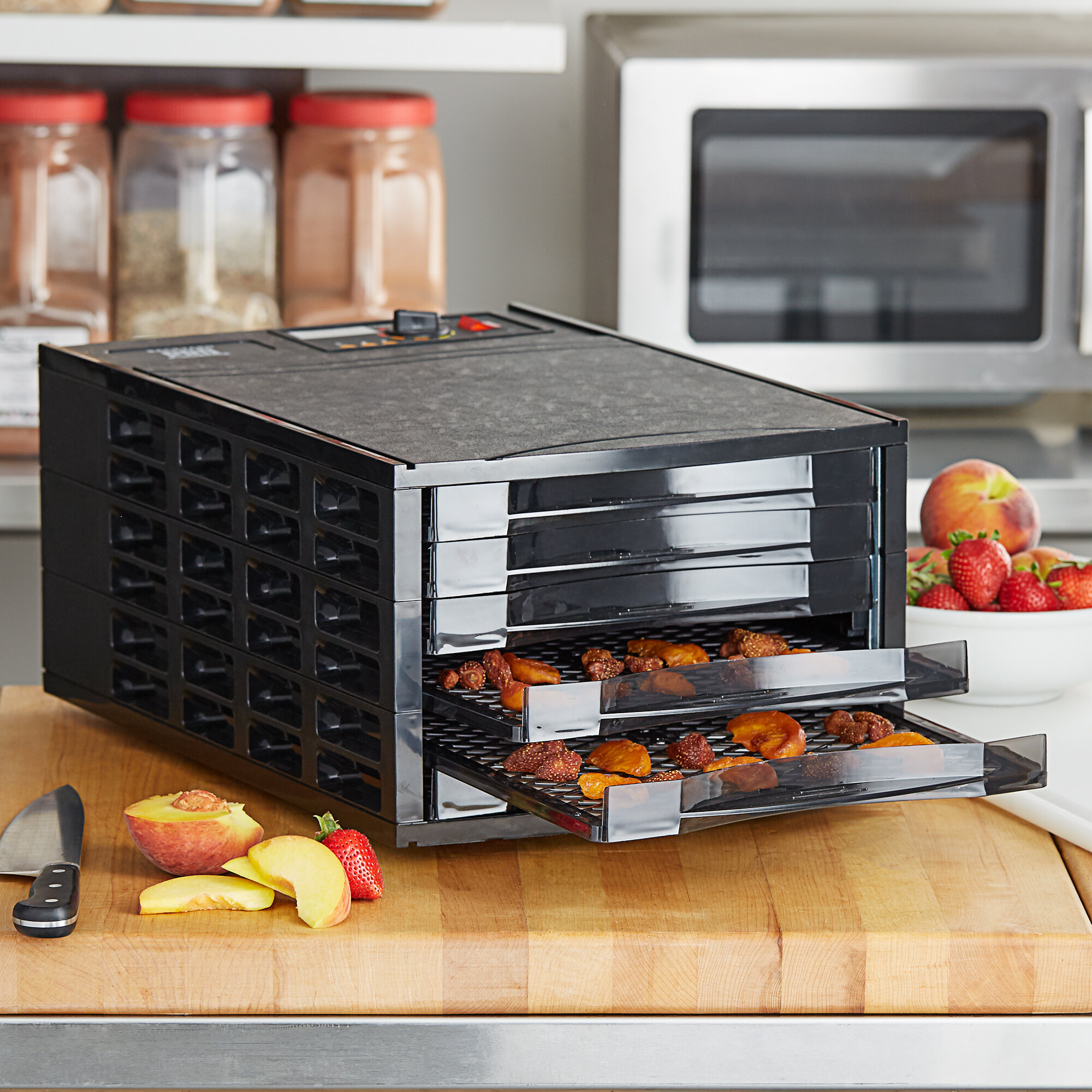 commercial food dehydrator with dried fruit