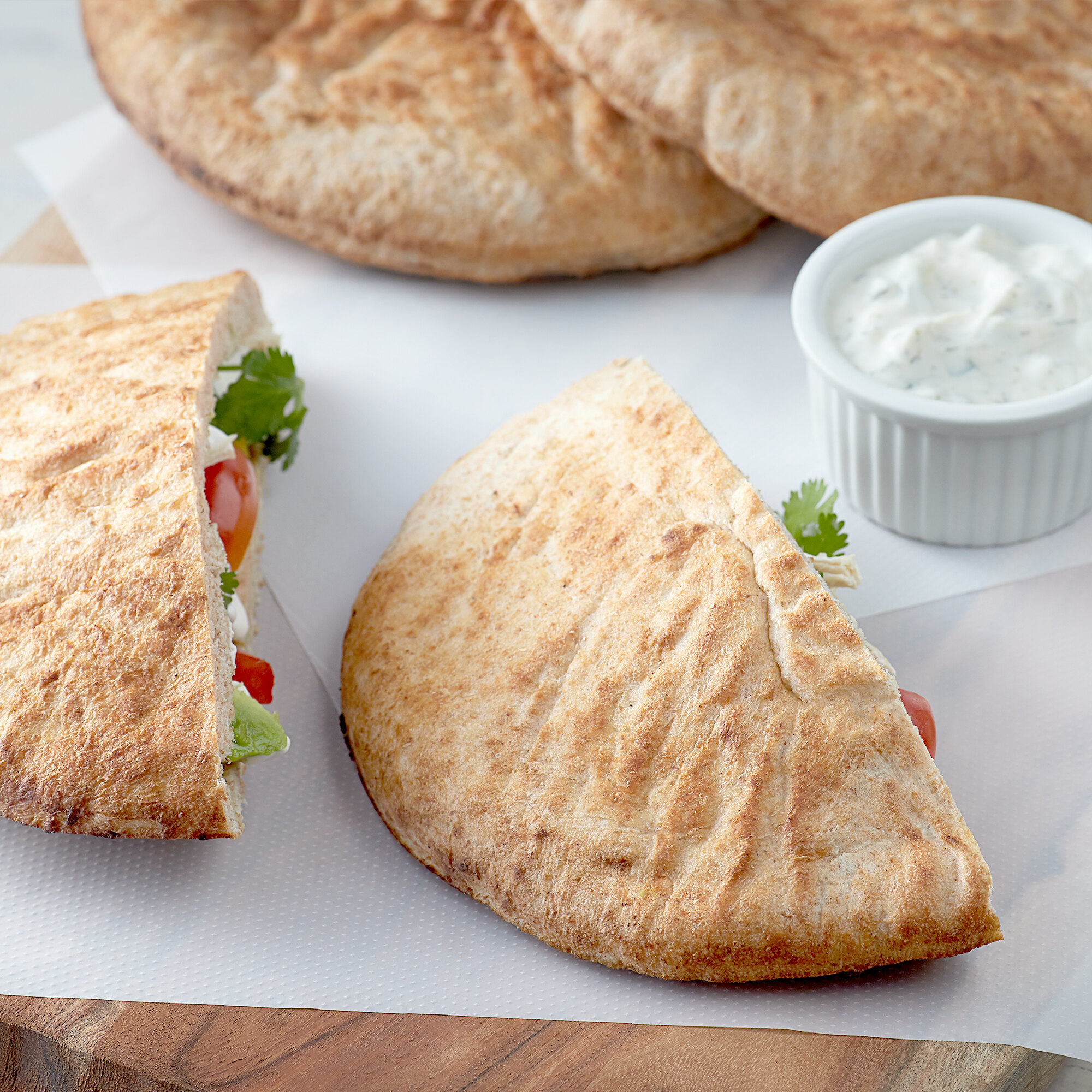 Father Sam's Bakery 8" Large Wheat Pita Pocket Bread 24/Case