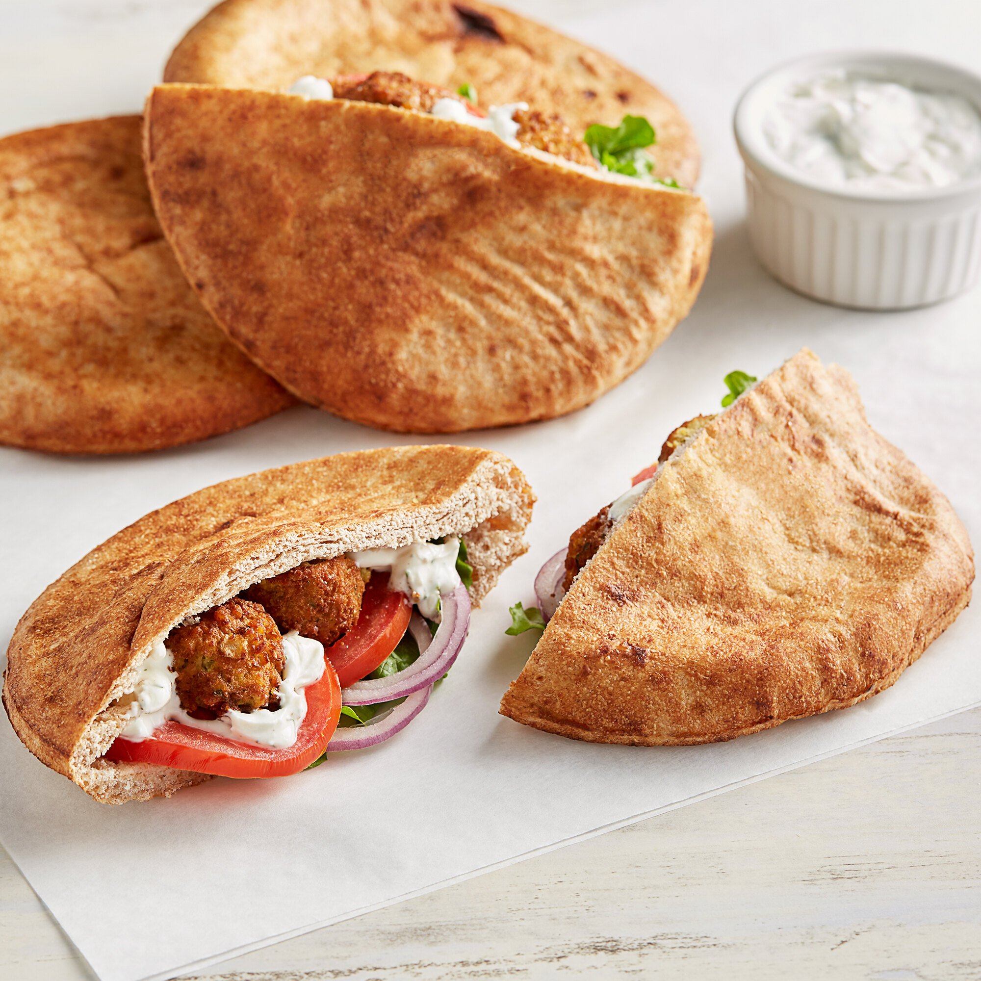 Father Sam's Bakery 8" Large Wheat Pita Pocket Bread 24/Case