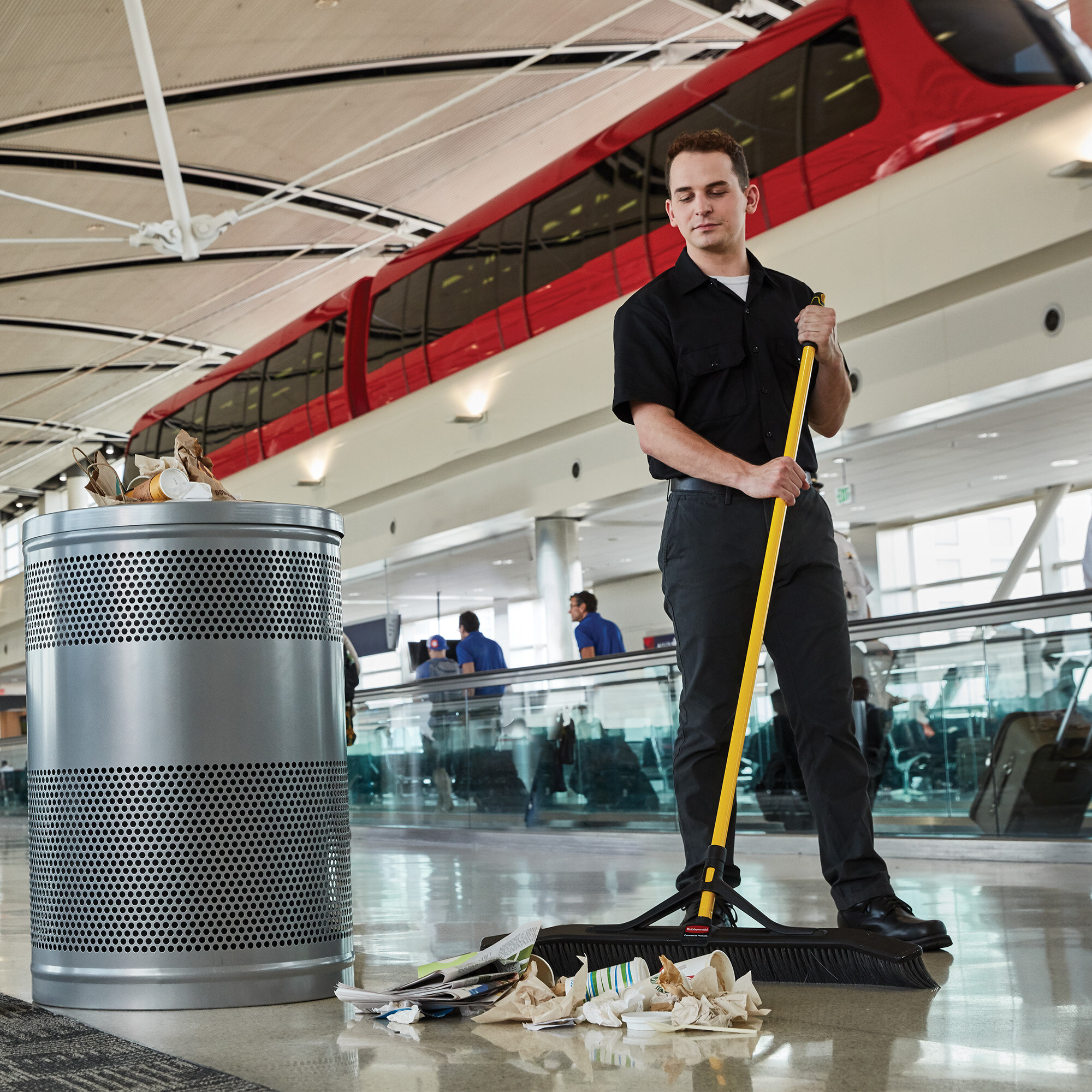 Rubbermaid 2018730 Maximizer 36" Plastic Push Broom with Fine PVC