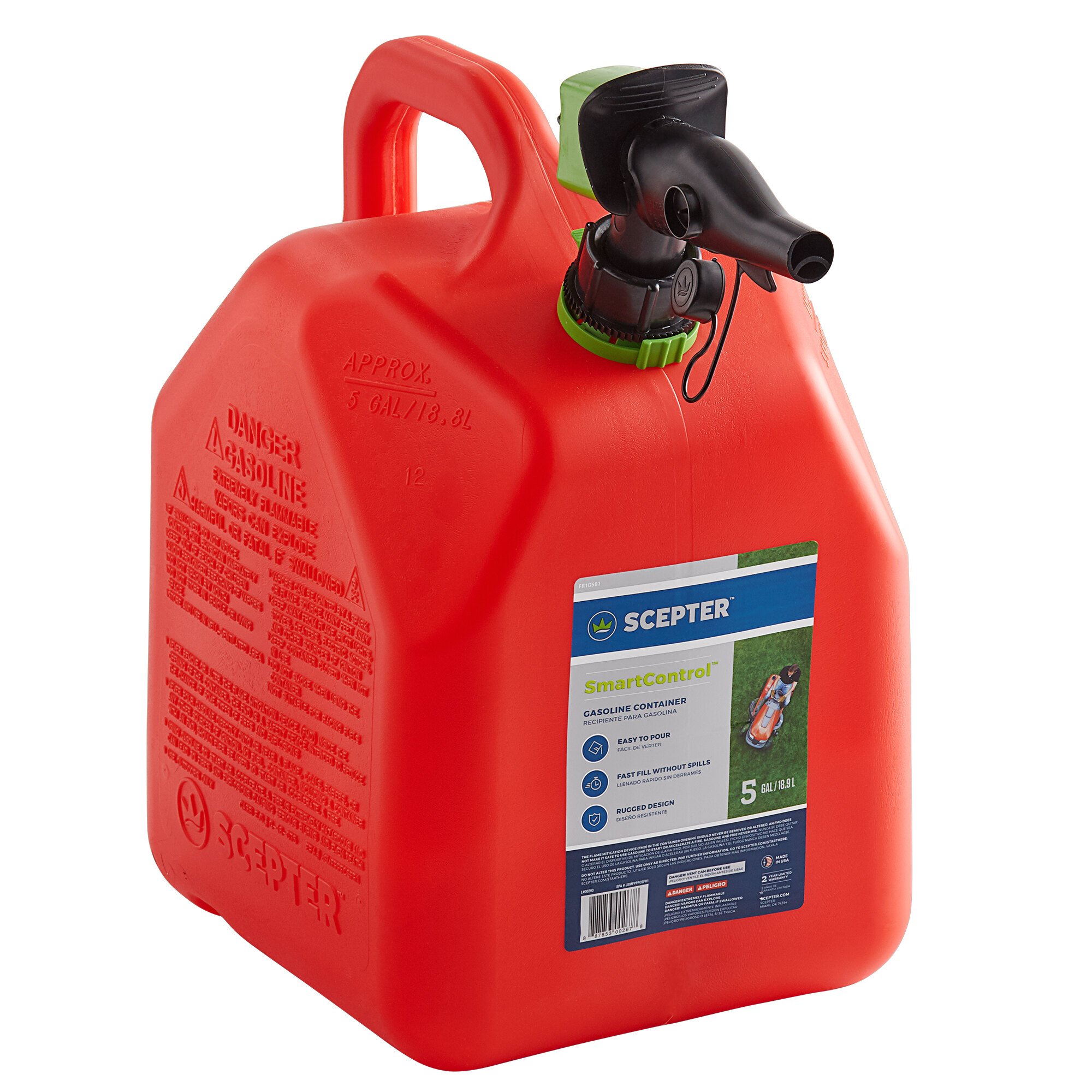 Scepter FR1G501 5 Gallon SmartControl Gasoline Can - Red