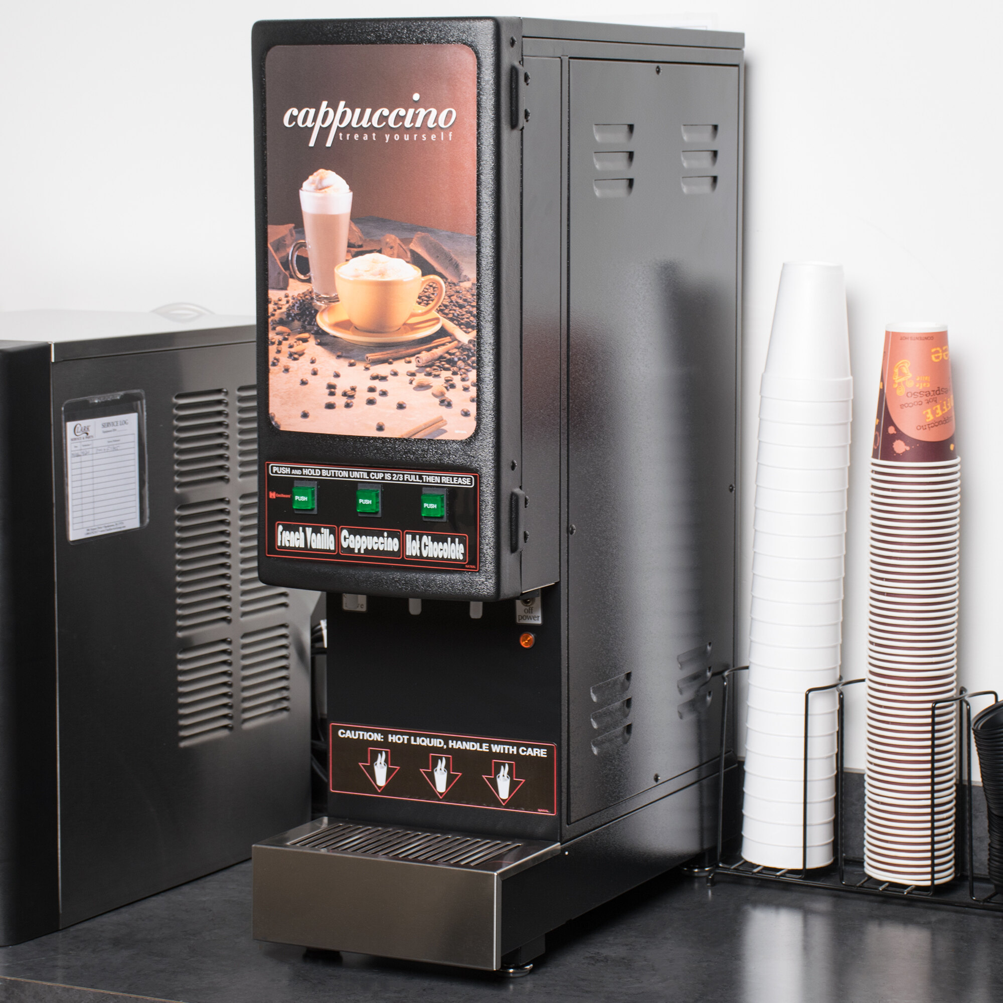 Cecilware 3KGBNL Cappuccino Dispenser with Three Hoppers and Sign 120V