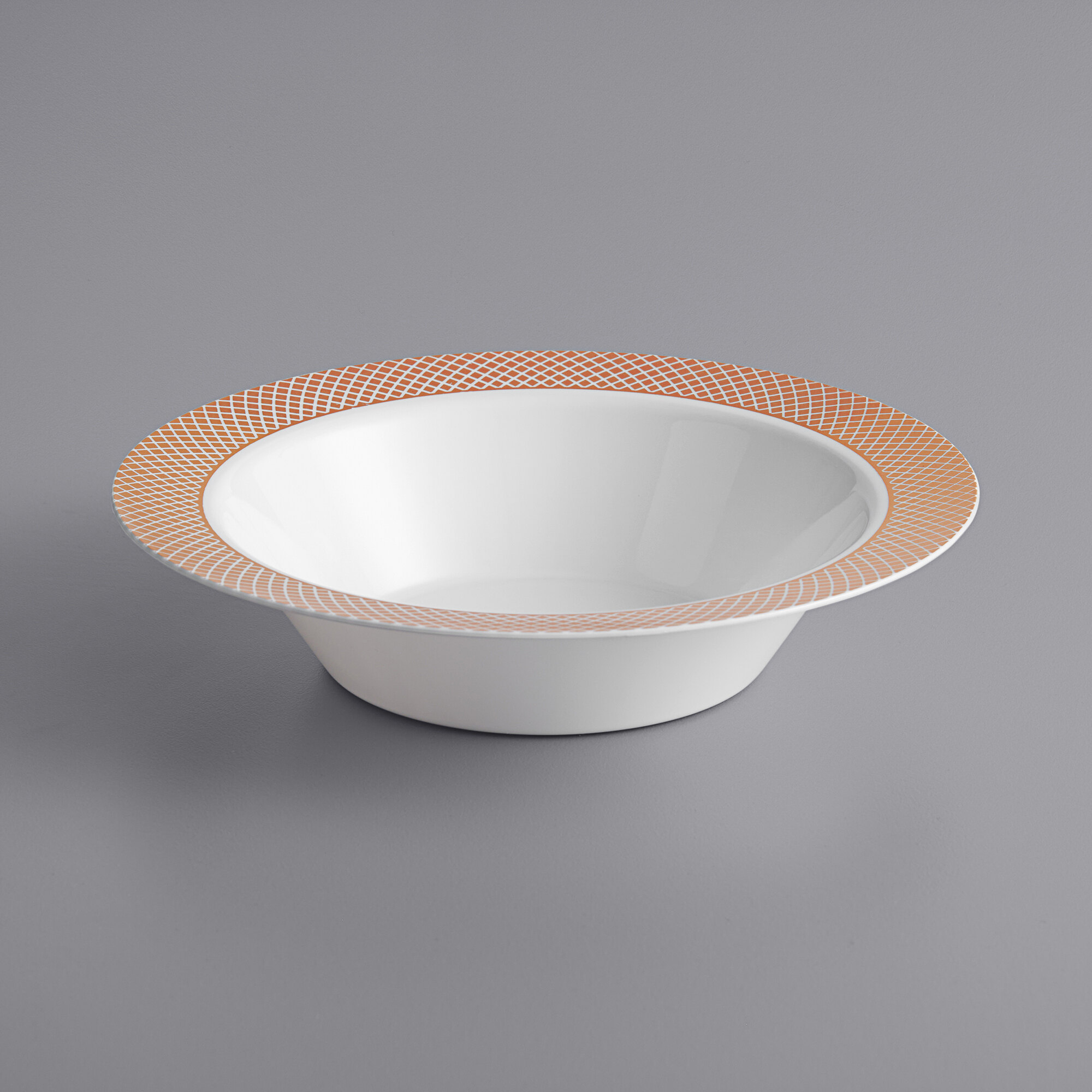 Gold Visions 12 oz. White Plastic Bowl with Rose Gold Lattice Design