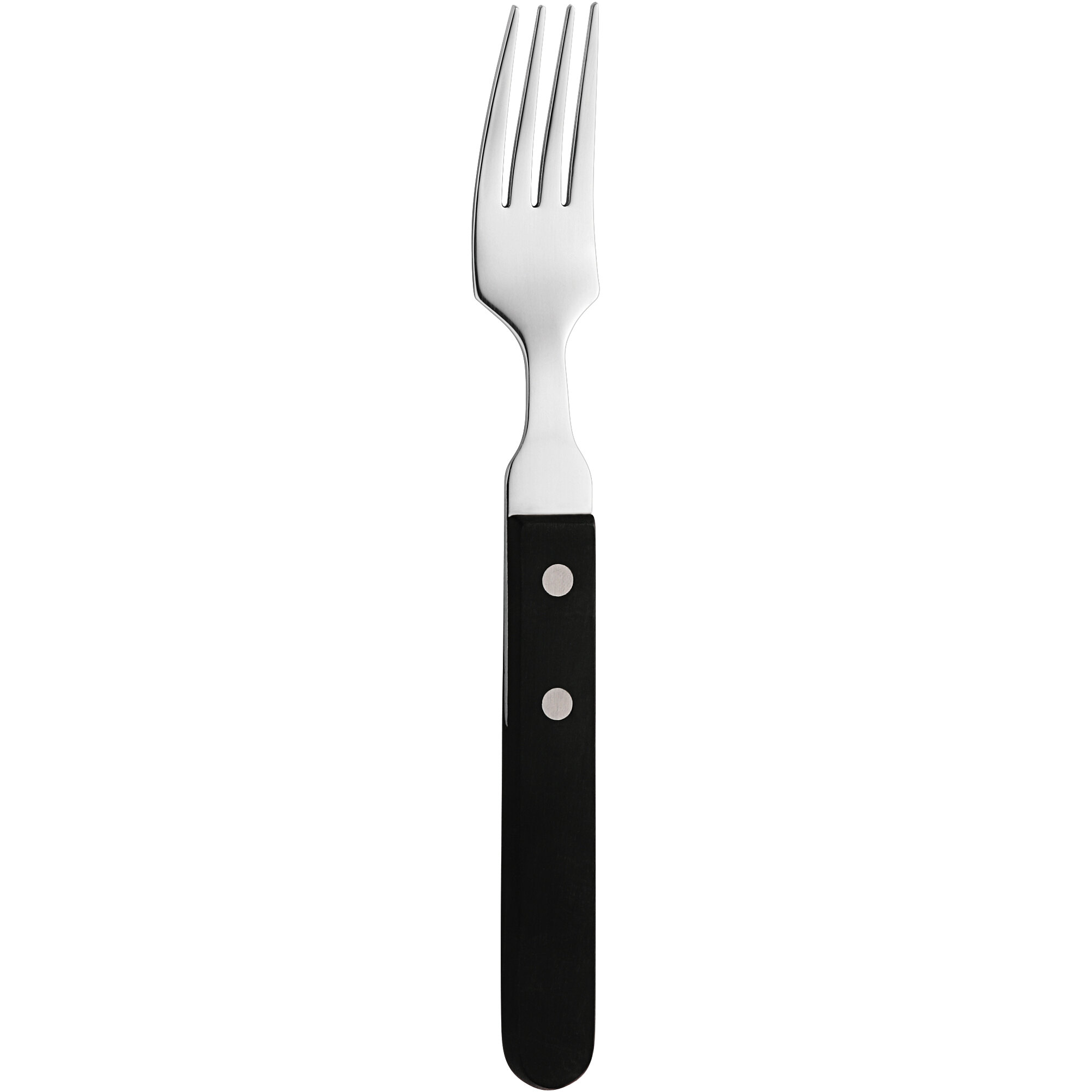 Amefa 700000B000340 7 7/8" 18/0 Stainless Steel Dinner Fork with Black Plastic Handle 12/Case