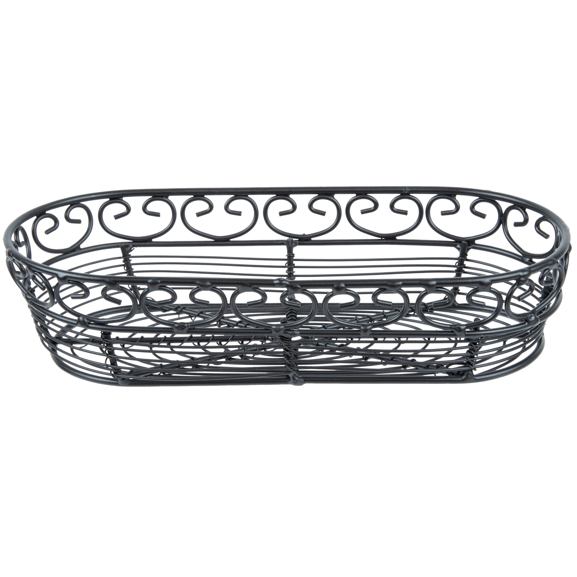 Tablecraft BK21709 Mediterranean Oblong Black Metal Basket 9" x 4" x 2"