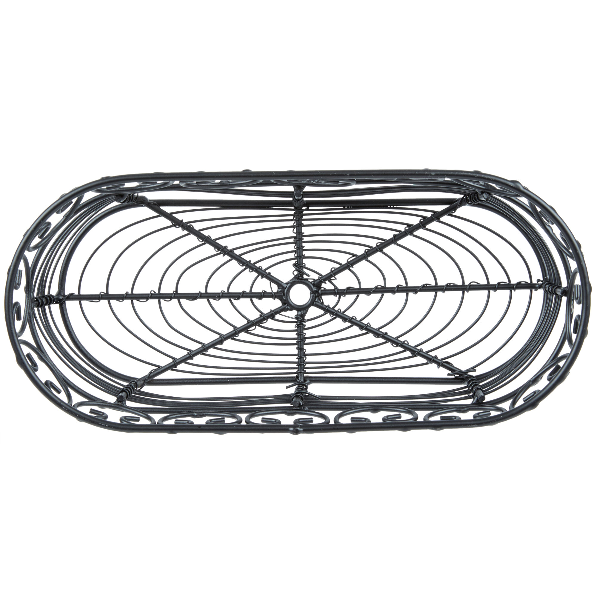 Tablecraft BK21709 Mediterranean Oblong Black Metal Basket 9" x 4" x 2"