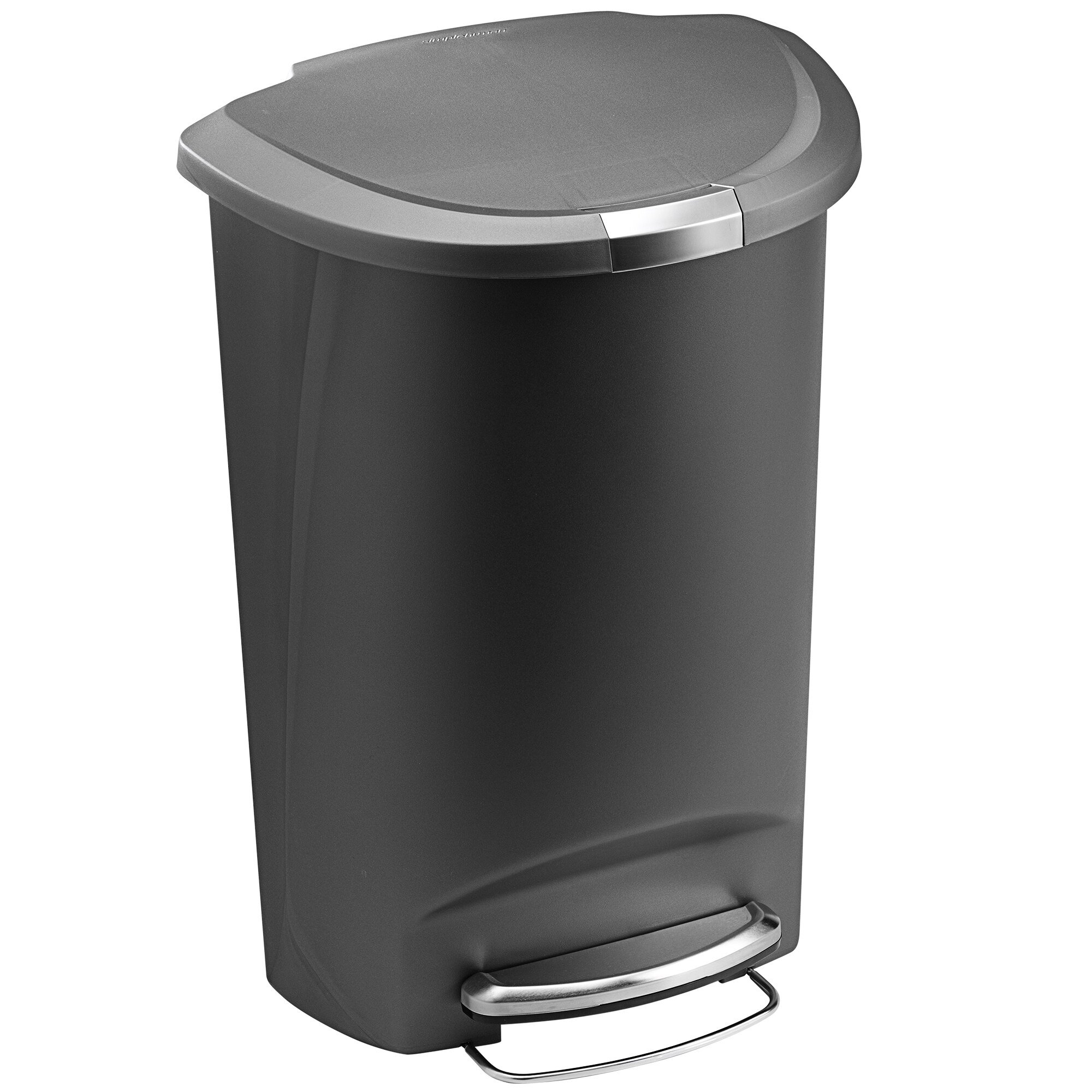 simplehuman CW1357 13 Gallon / 50 Liter Gray SemiRound StepOn Trash Can