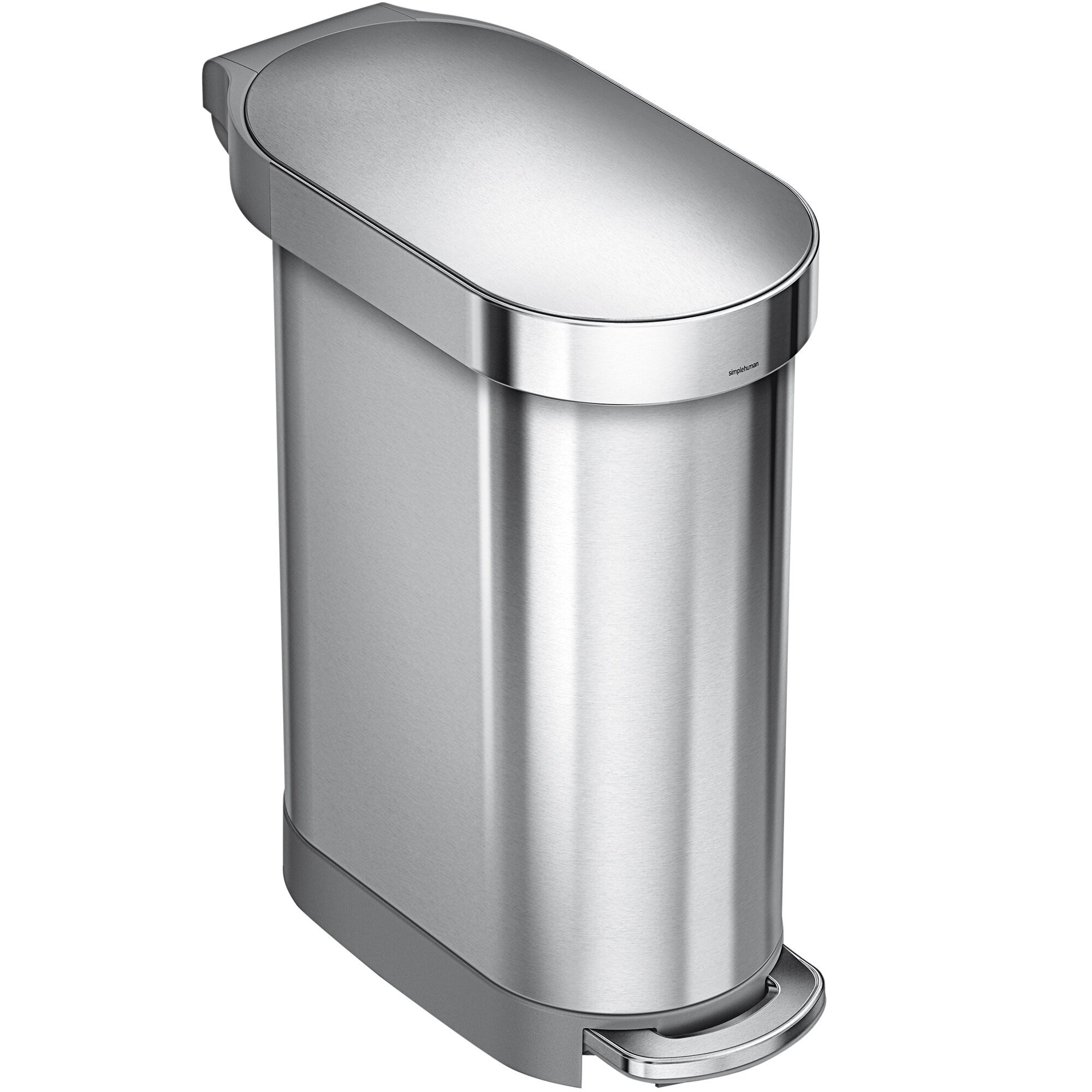 simplehuman CW2044 12 Gallon / 45 Liter Brushed Stainless Steel Slim Simplehuman Brushed Stainless Steel Trash Can