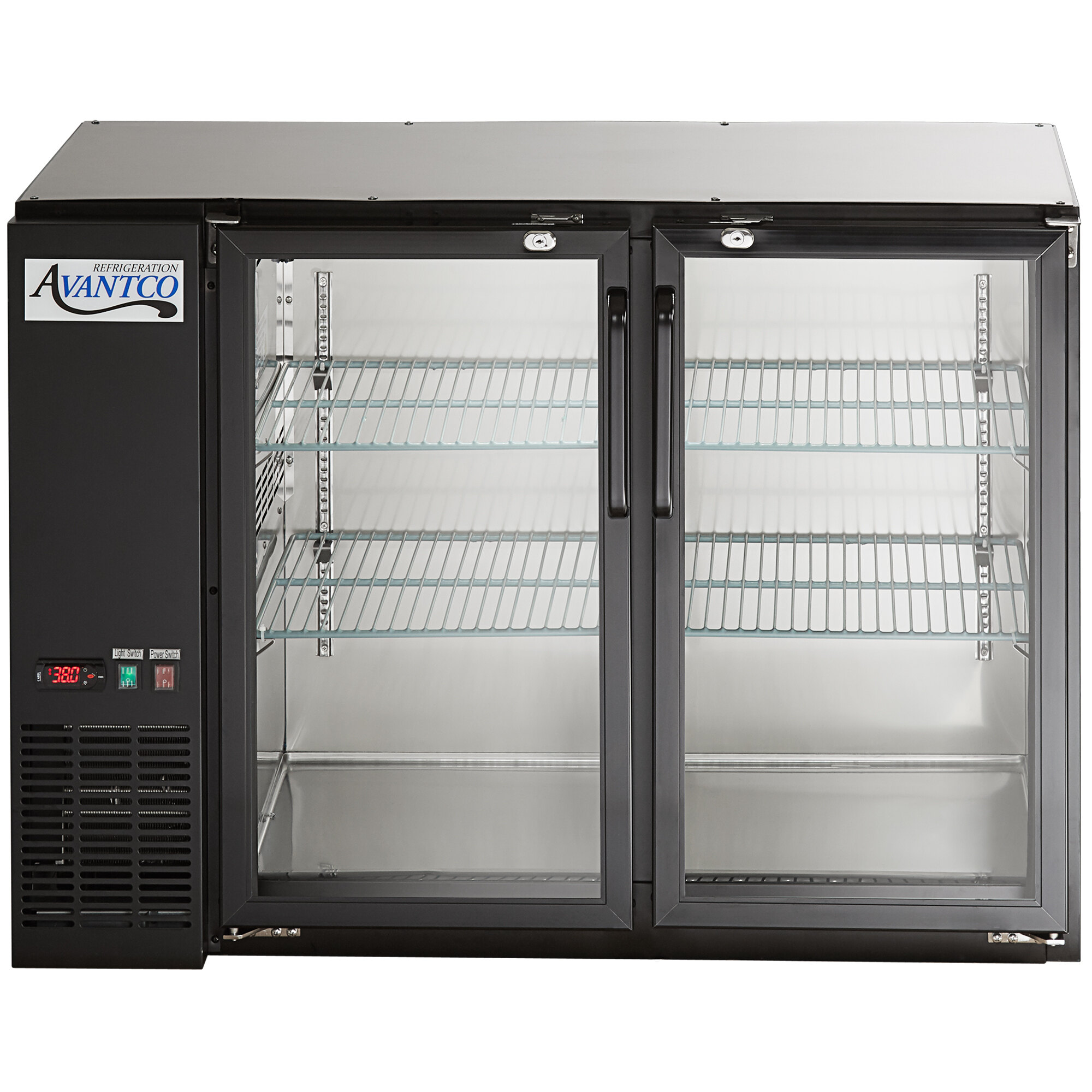 Avantco UBB48GTG 48" Black Underbar Height Narrow Glass Door Back