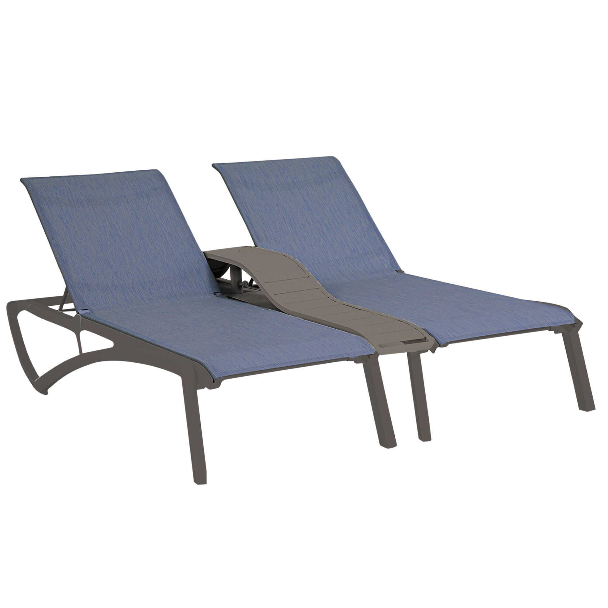 Grosfillex US029288 Sunset Volcanic Black Duo Chaise Lounge with Madras