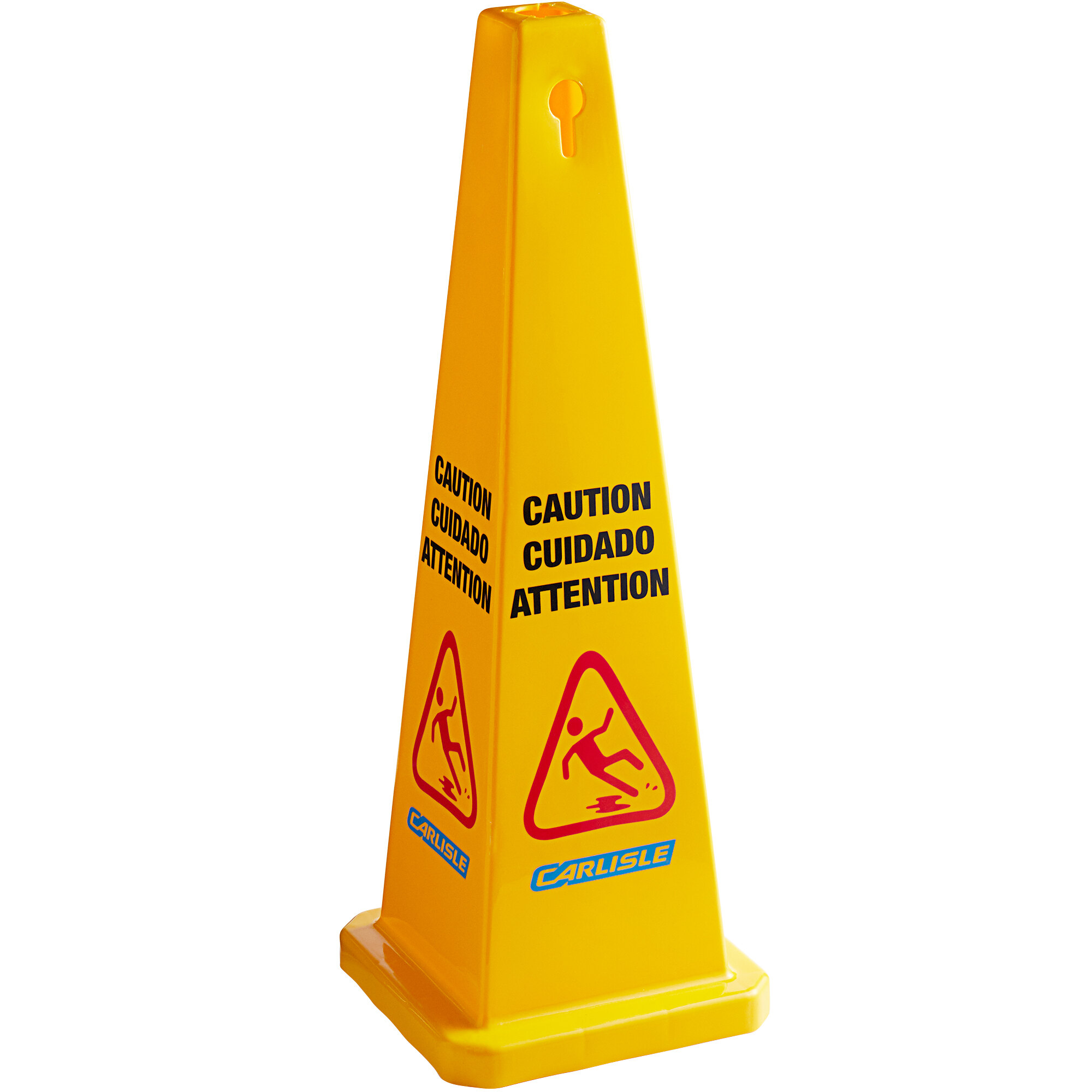 Carlisle 3694104 36" Yellow Multilingual Wet Floor "Caution" Cone