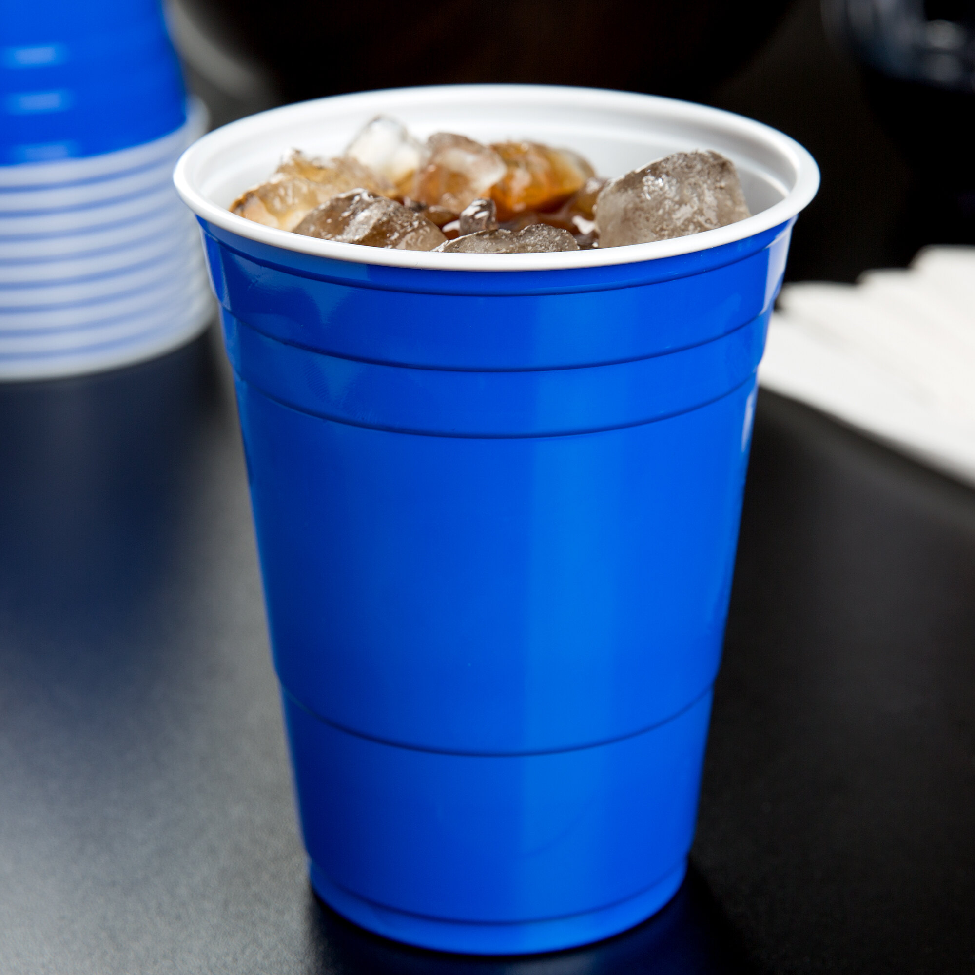 blue disposable cups