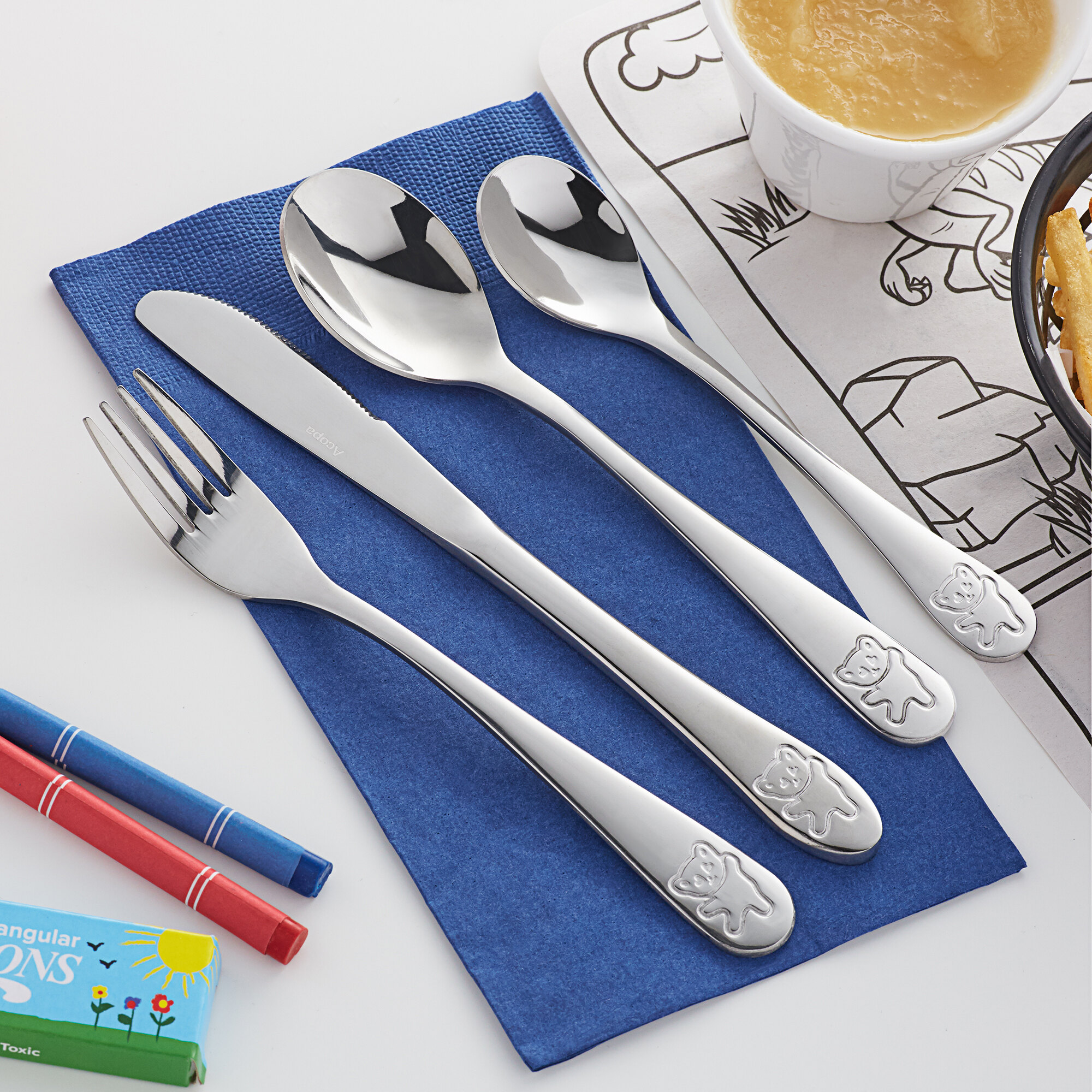 Acopa 18/0 Stainless Steel Medium Weight Children's Flatware Set with