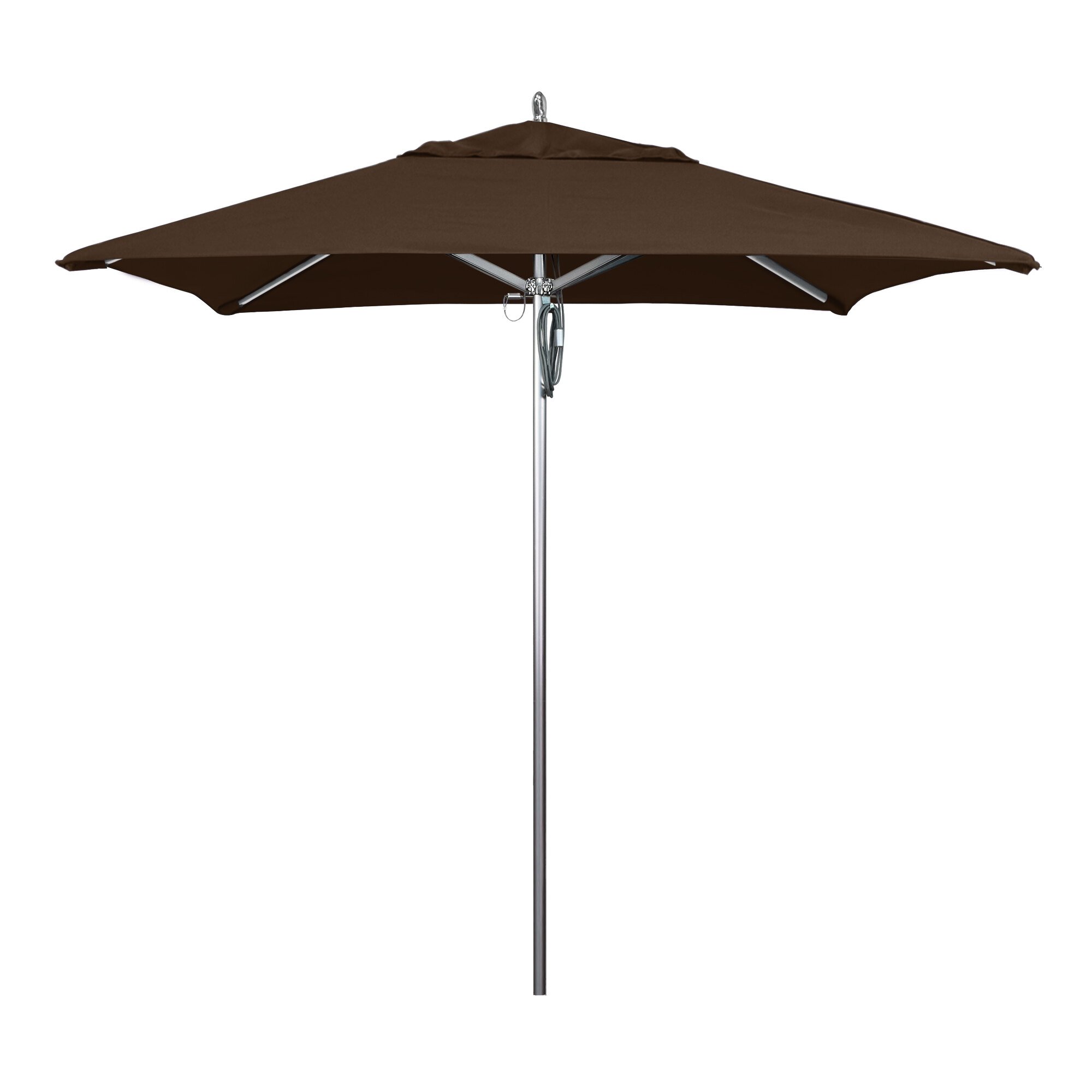 Pulley lift umbrella with brown canopy