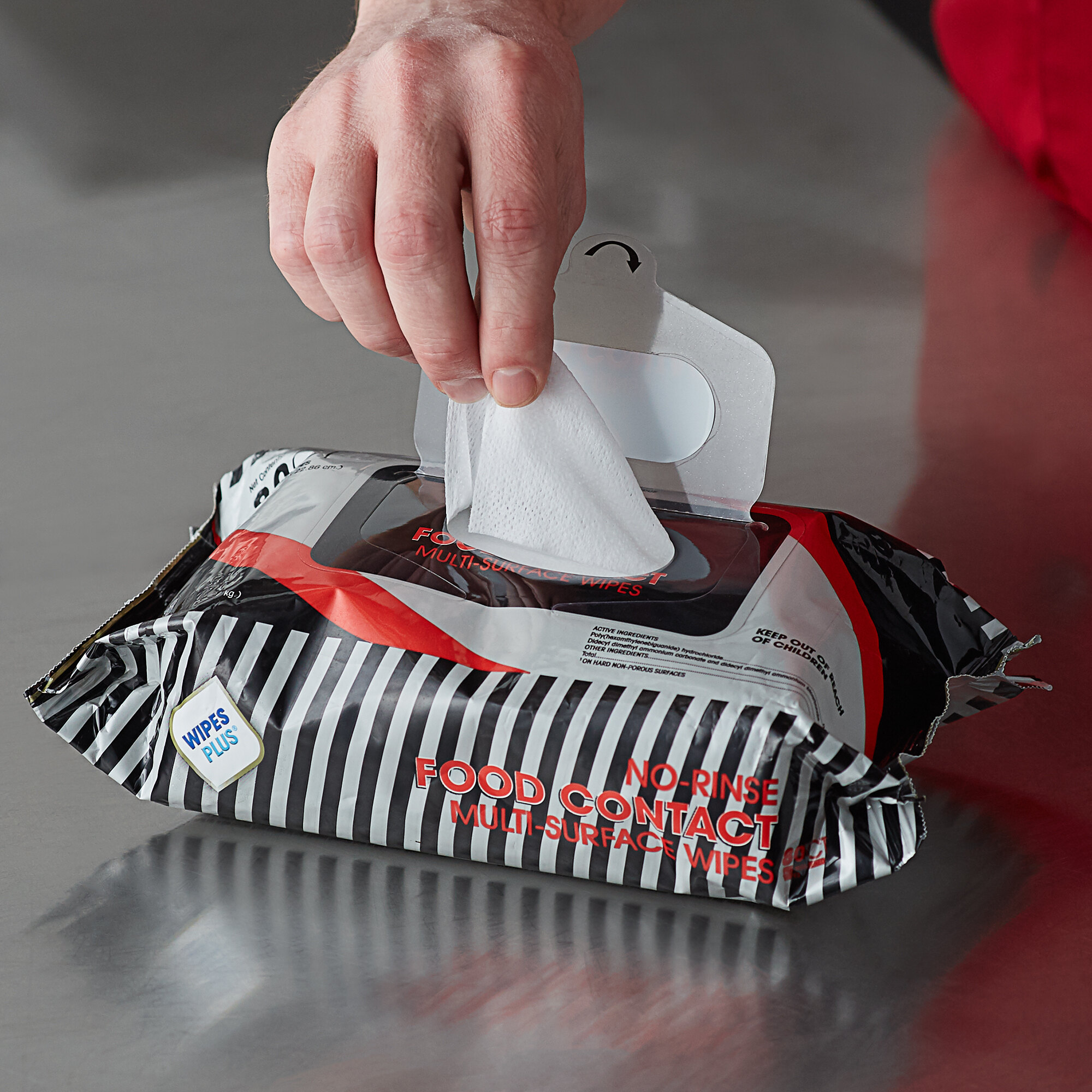 WipesPlus 7" x 9" NoRinse Food Contact 80 Count Sanitizing Wipes