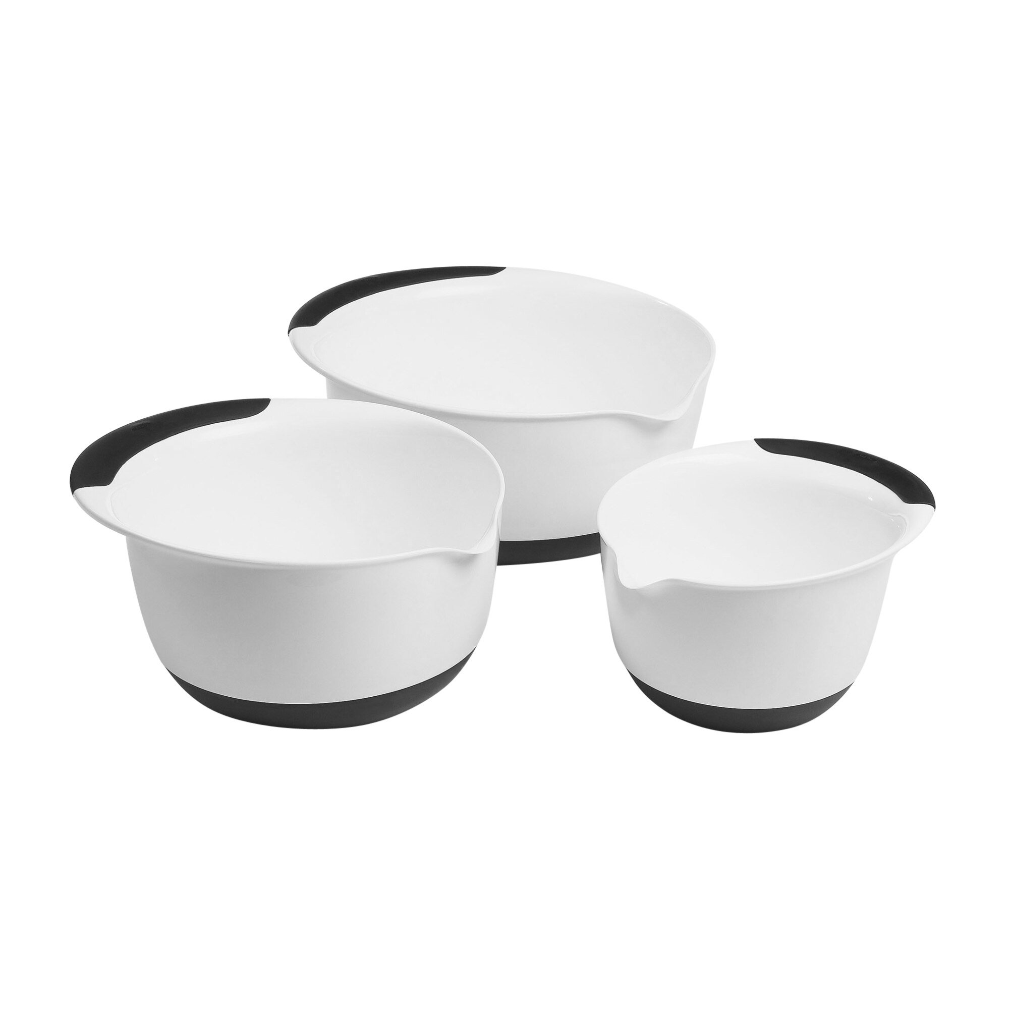 OXO 1066421 Good Grips 3Piece White Plastic Mixing Bowl Set with Non