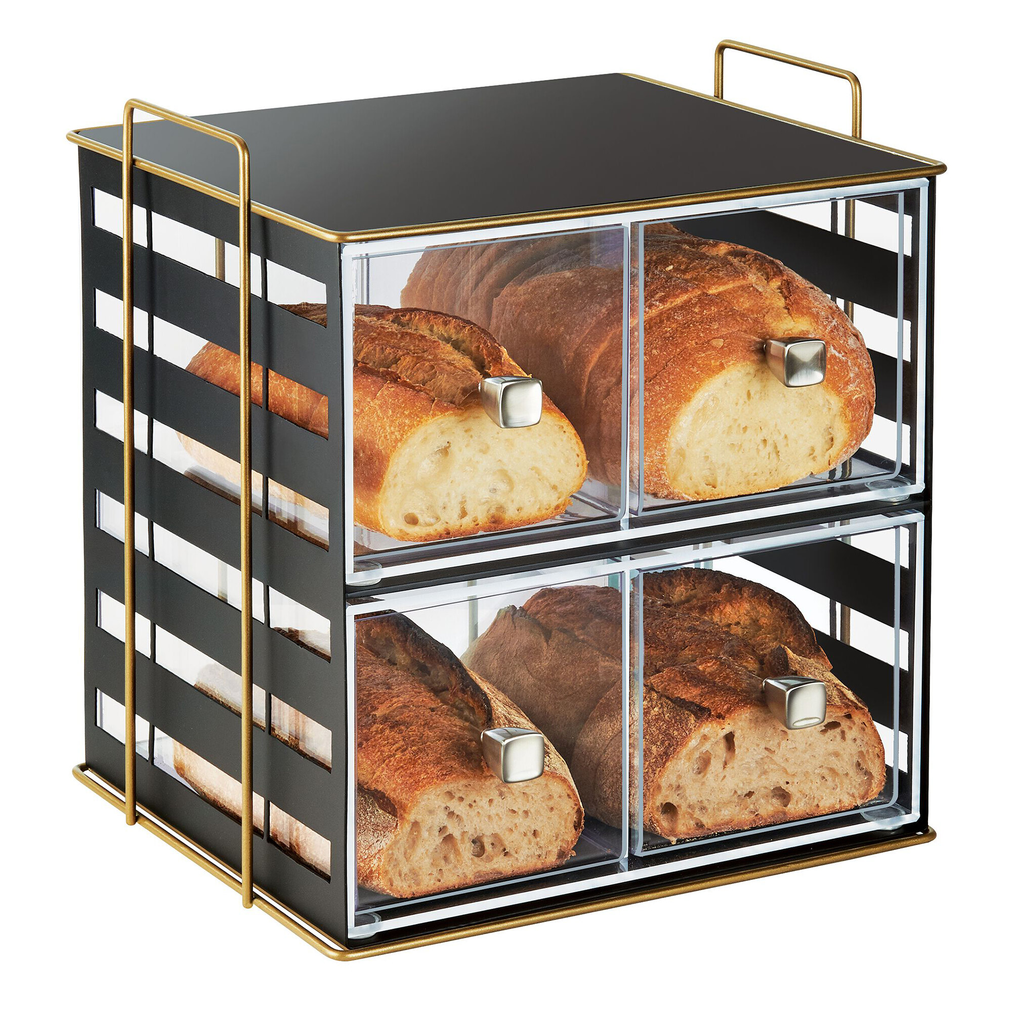 CalMil 2208890 Empire Black Metal 2Tier Bread Display Case 11 1/4