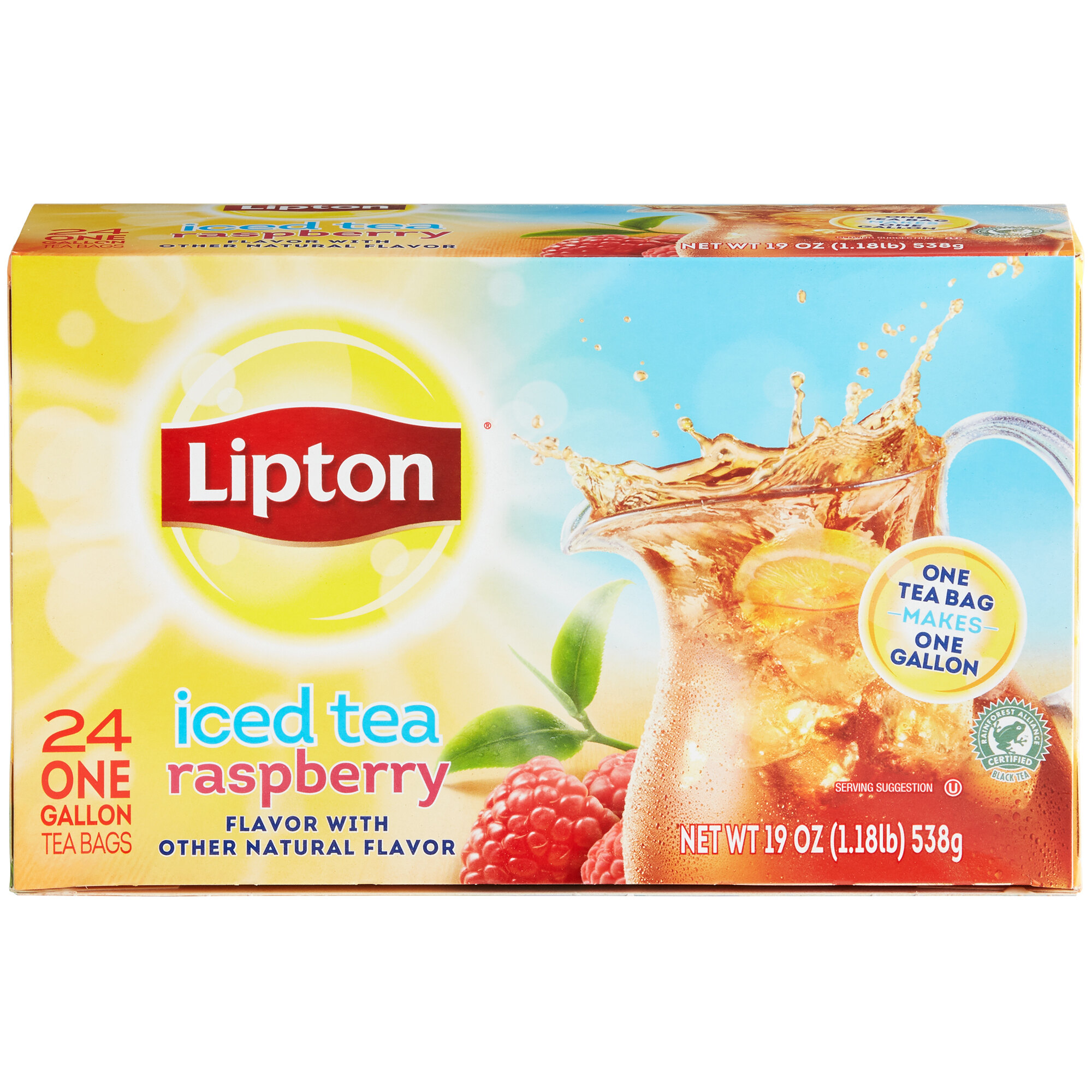 Lipton 24 Count Pack 1 Gallon Black Tea With Raspberry Iced Tea Filter